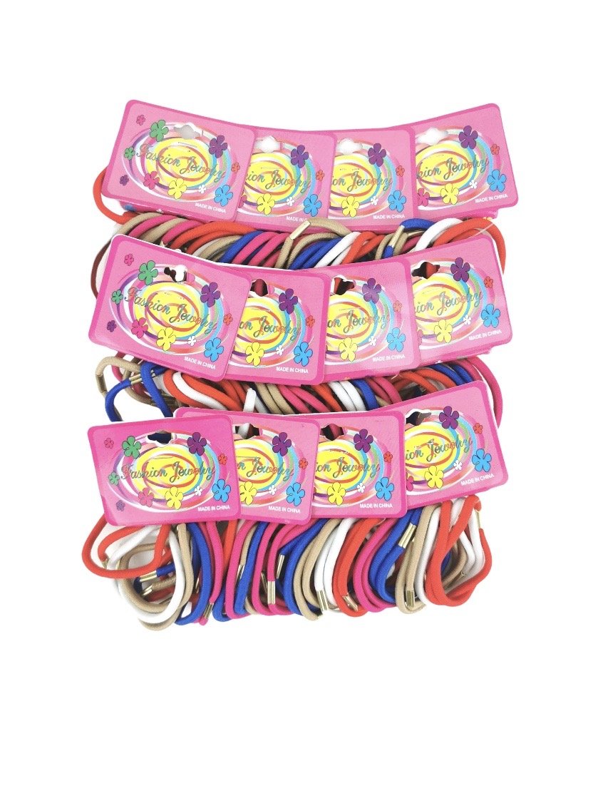 LOT DE 12 PAQUETS - Élastiques cheveux simples couleur (x8) 0,50€/paquet | Grossiste-pro
