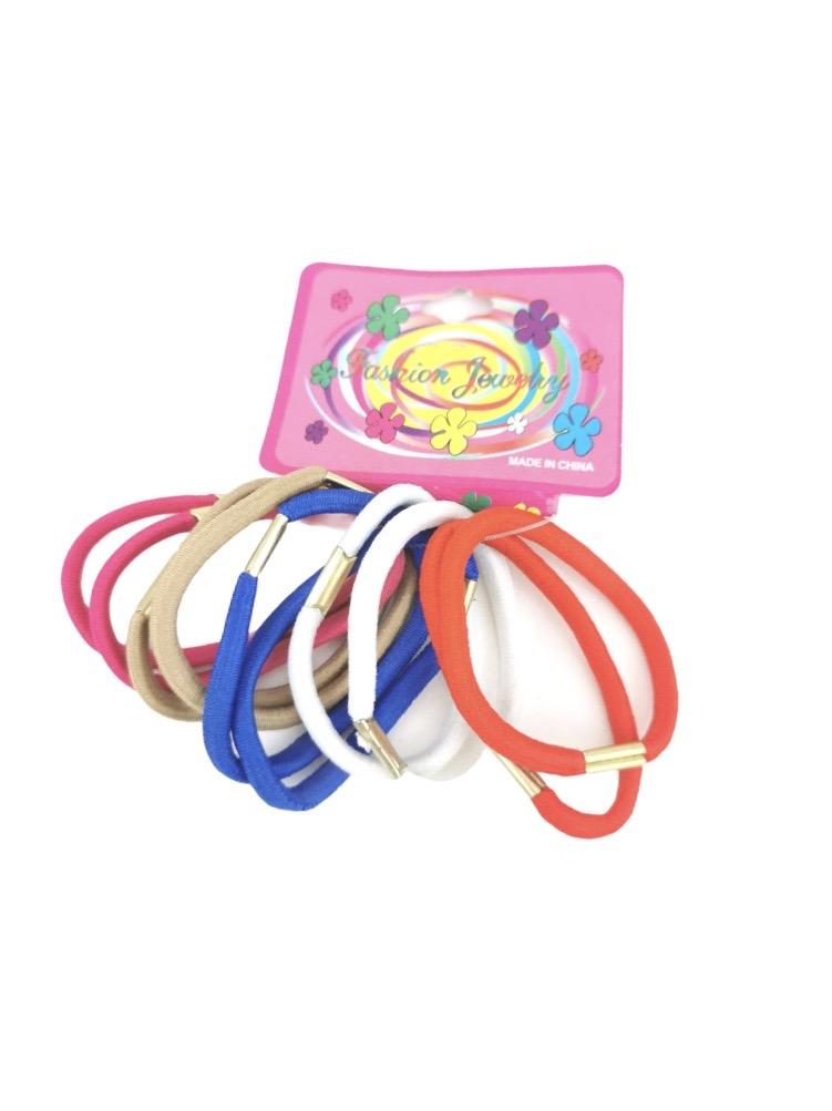 LOT DE 12 PAQUETS - Élastiques cheveux simples couleur (x8) 0,50€/paquet | Grossiste-pro