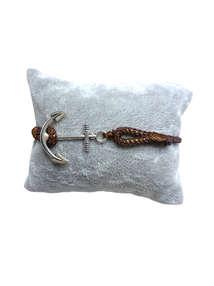 Bracelet ancre fil marron (x6)