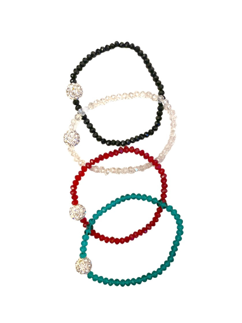 Bracelet fantaisie perles couleurs mélangées rond #BF37 (x12)