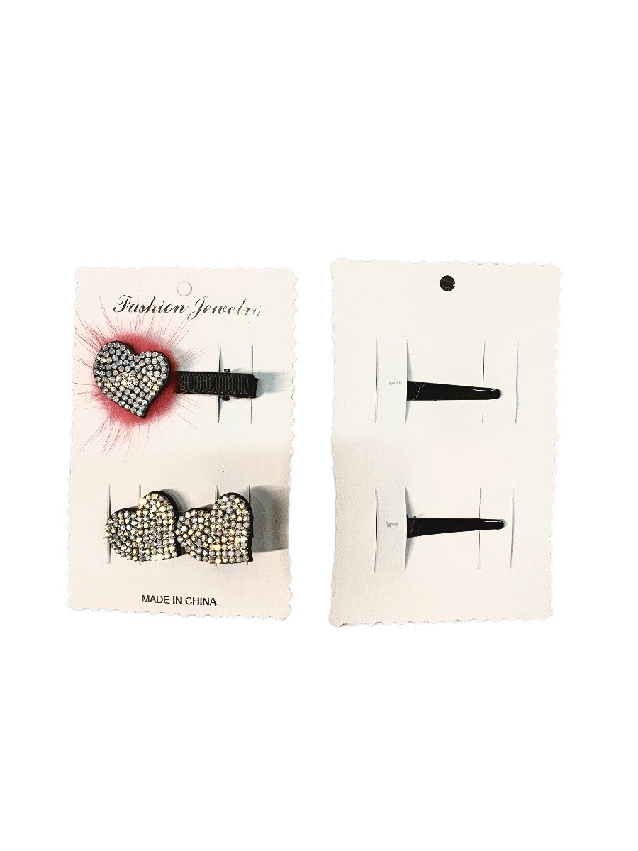 LOT DE 12 - Barrettes motif coeur strass 0,75€/unité | Grossiste-pro