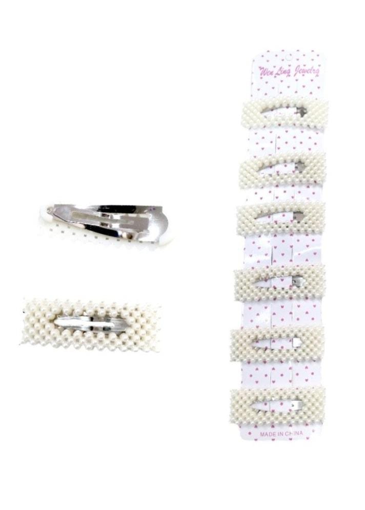 LOT DE 12 - Barrettes Pinces perles clip rectangulaire 0,67€/unité | Grossiste-pro