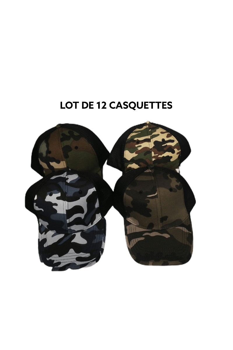 LOT DE 12 - casquettes motif militaire 2,90€/unité - Grossiste-pro