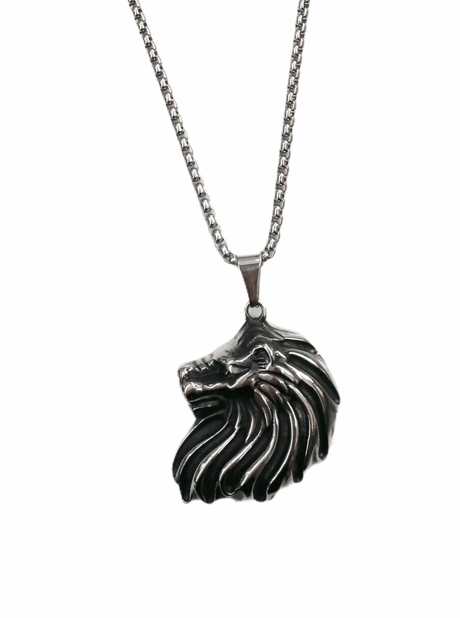 HOMME - LOT DE 2 - Collier pendentif lion INOX 5,00€/unité | Grossiste-pro