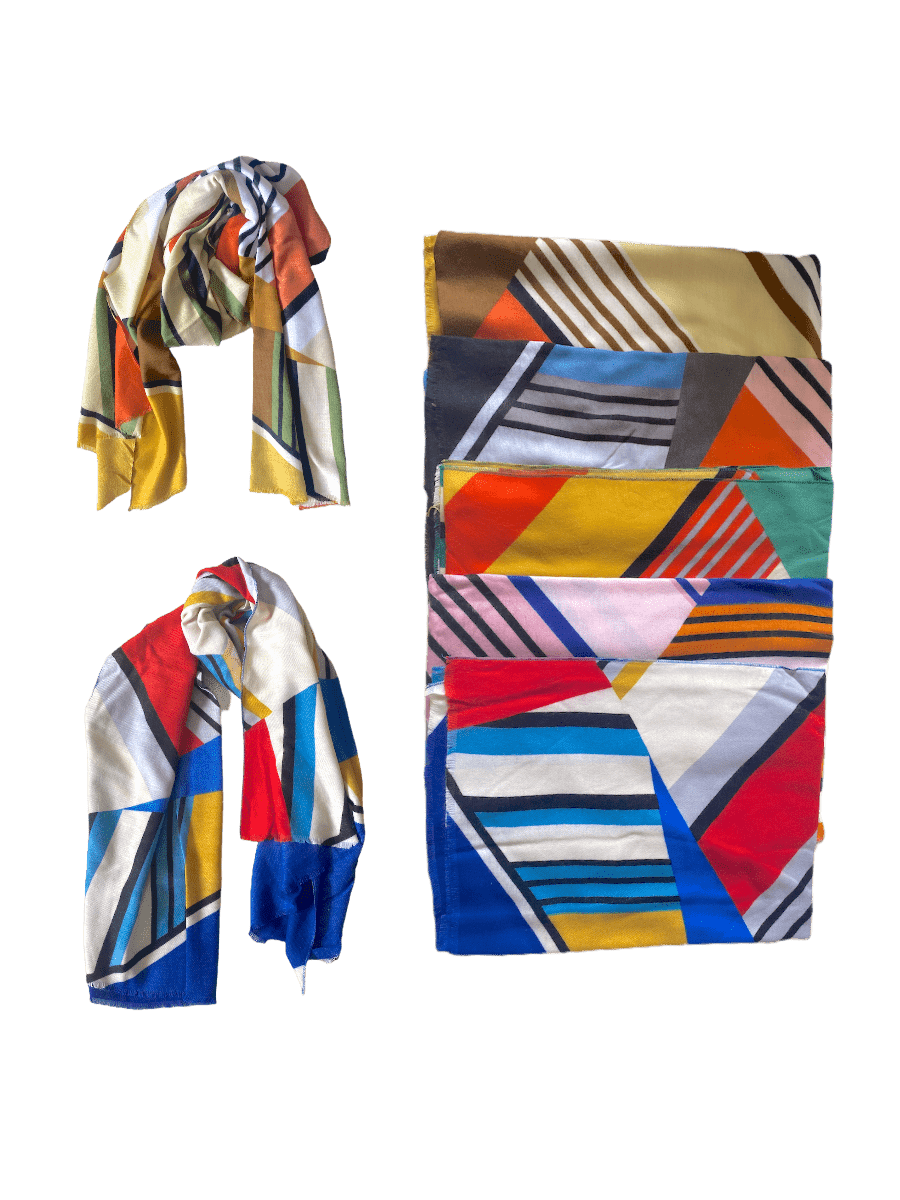 Écharpe châle motif géométrique 180x70 (x6) 4,90€/unité | Grossiste-pro
