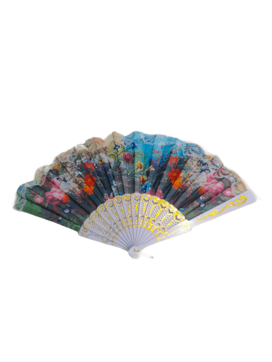 LOT DE 12 - Éventails motif effet peinture florale 0,75€/unité | Grossiste-pro