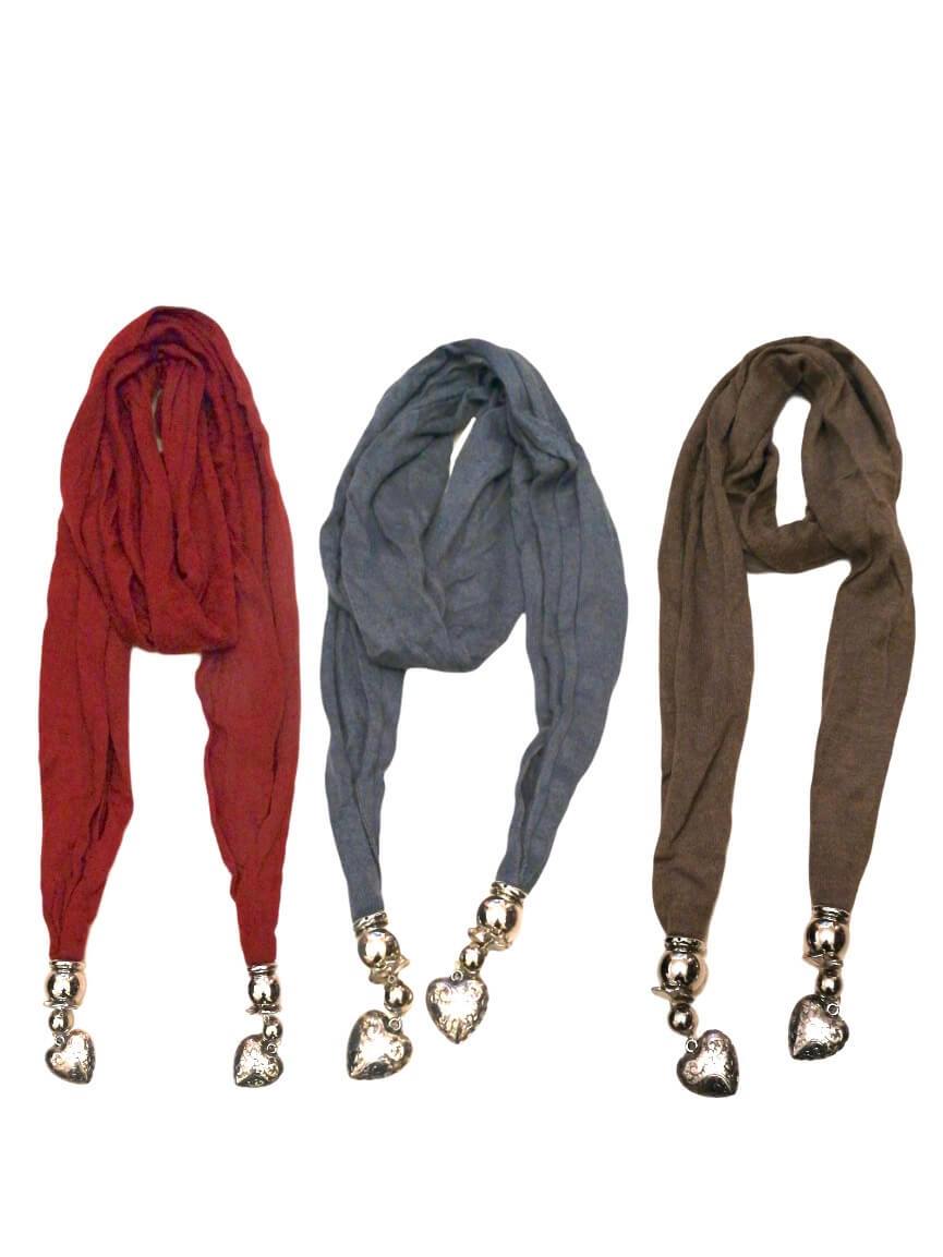 Echarpe bijou motif coeur (x12) 2,00€/unité | Grossiste-pro