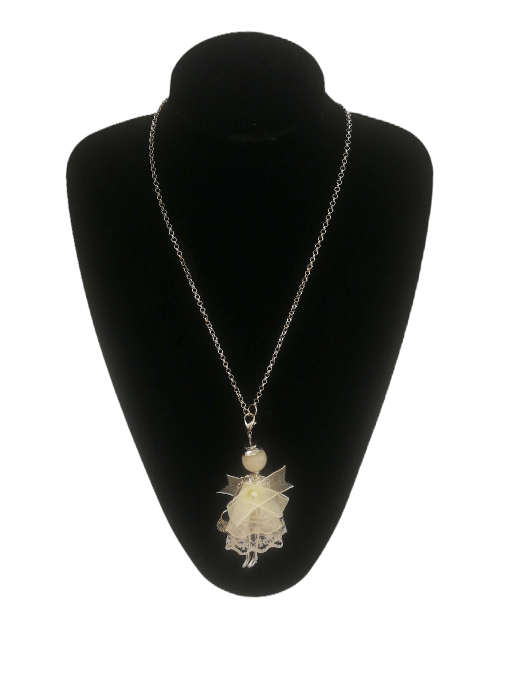 DESTOCKAGE Colliers sautoir pendentif poupée robe tissu (x12) 1,50€/unité | Grossiste-pro