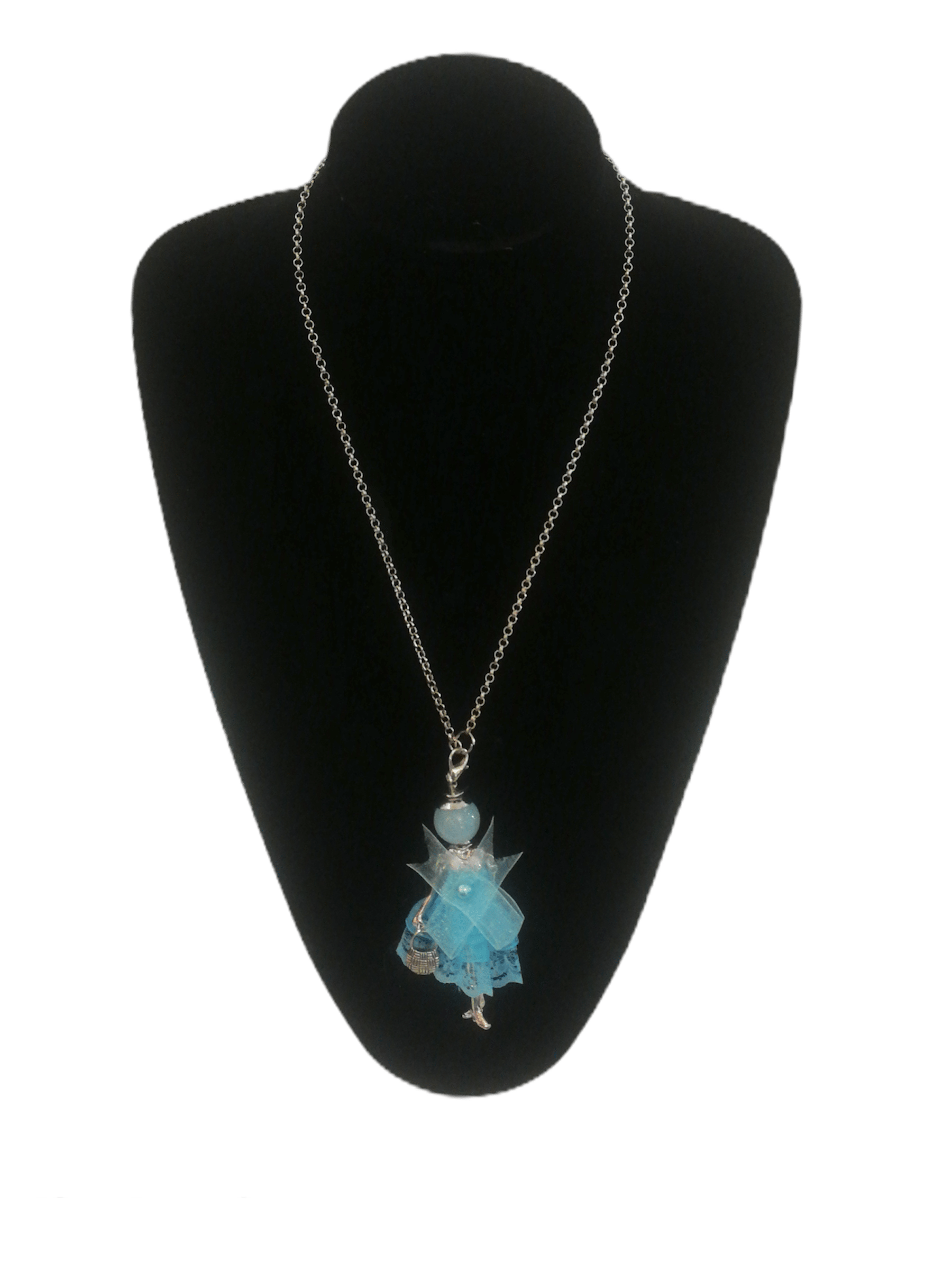 DESTOCKAGE Colliers sautoir pendentif poupée robe tissu (x12) 1,50€/unité | Grossiste-pro