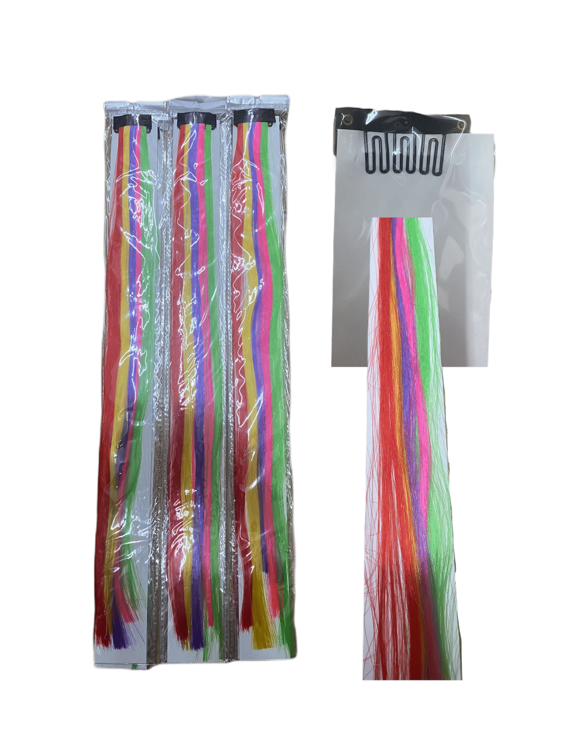 LOT DE 12 - Extensions mèches fluo clips 0,75€/unité | Grossiste-pro