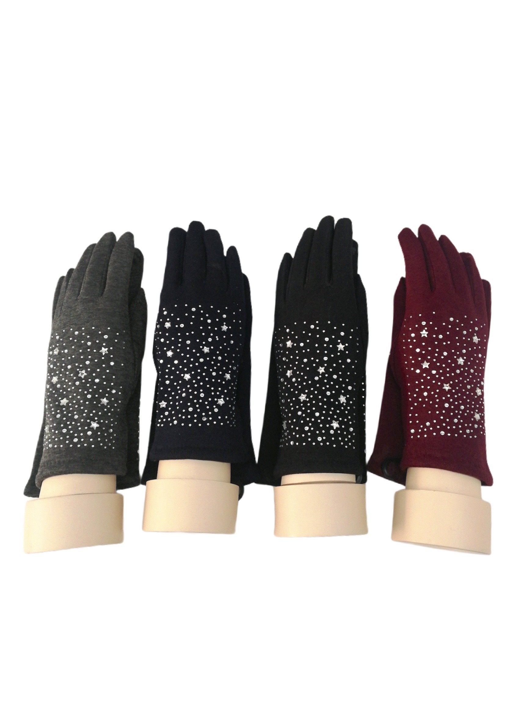 Gants tactiles motif étoiles doublure (x12)