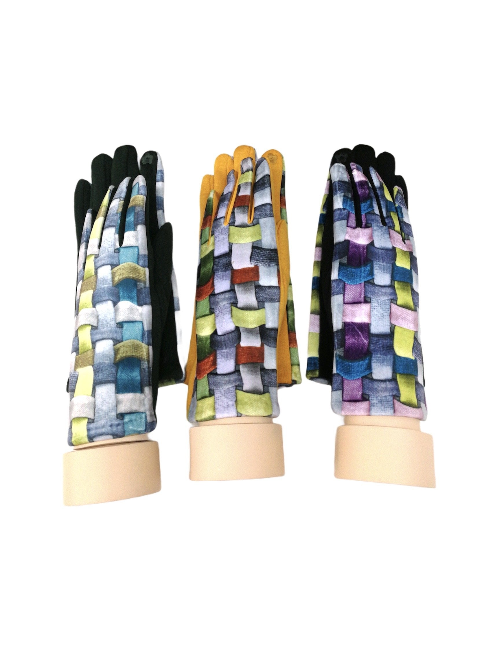 Gants tactiles motif géométrique doublure (x12) 3,50€/paire | Grossiste-pro