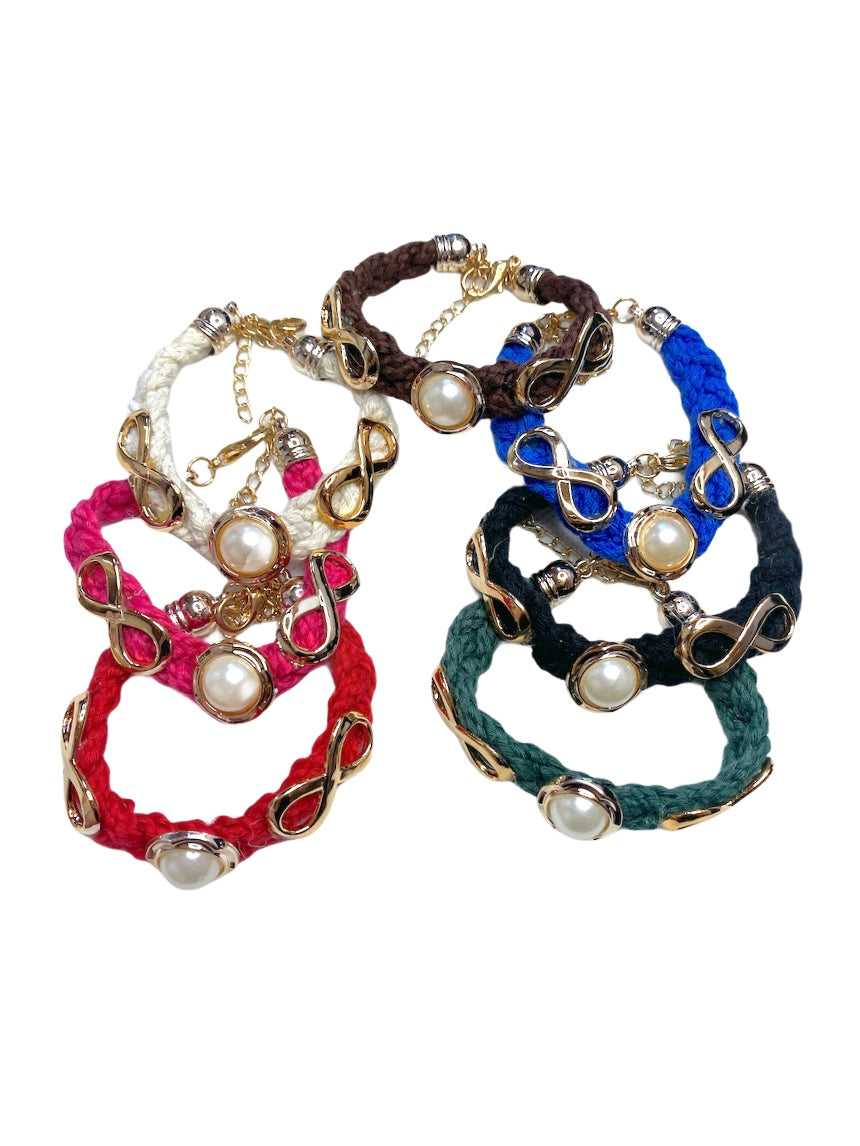 Bracelet tissu tresse ruban couleurs mélangées (x12)