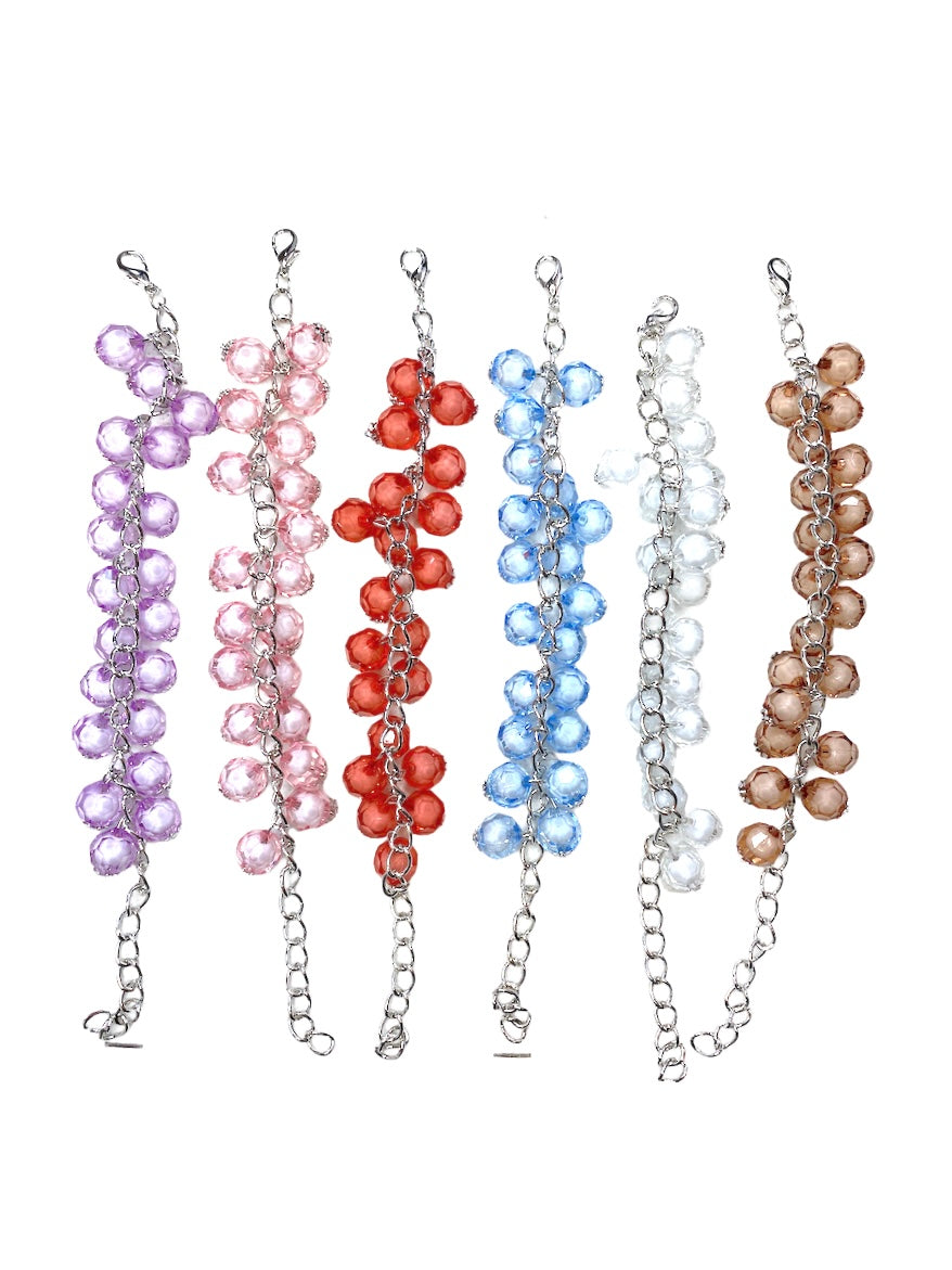 Bracelet fantaisie boules couleurs mélangées (x24)