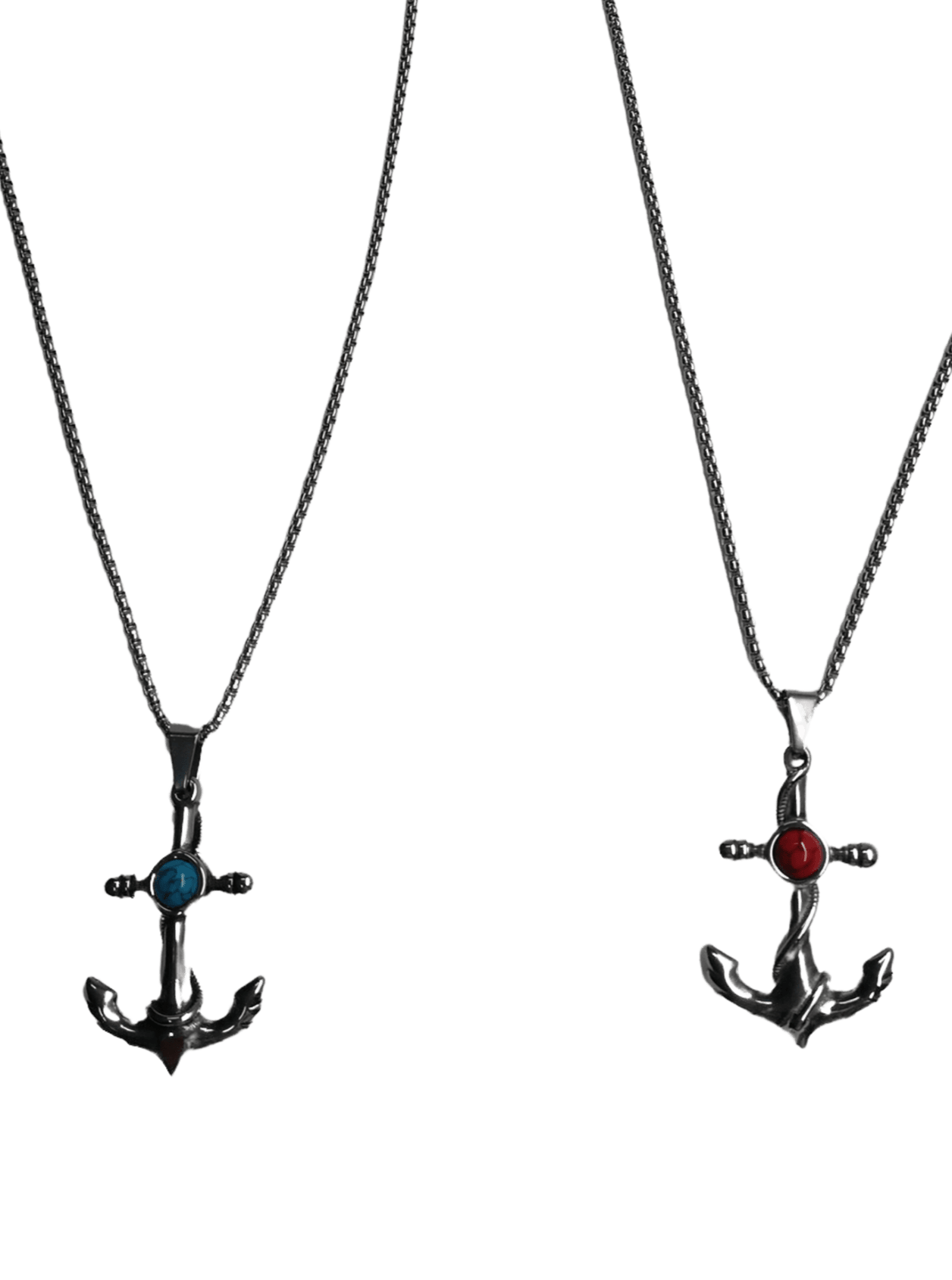 HOMME - LOT DE 2 - Collier pendentif ancre couleur acier inoxydable 5,00€/unité | Grossiste-pro