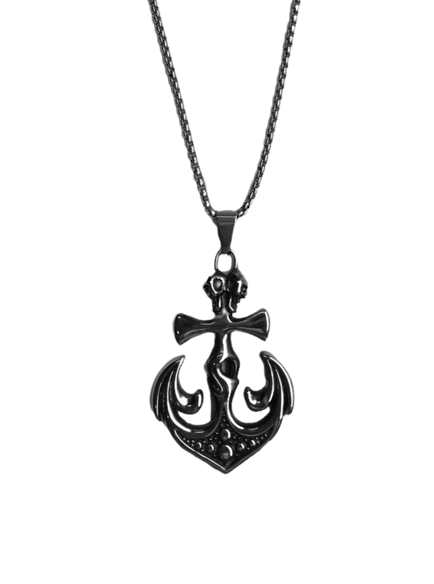 HOMME - LOT DE 2 - Collier pendentif ancre ornée inoxydable 5,00€/unité | Grossiste-pro