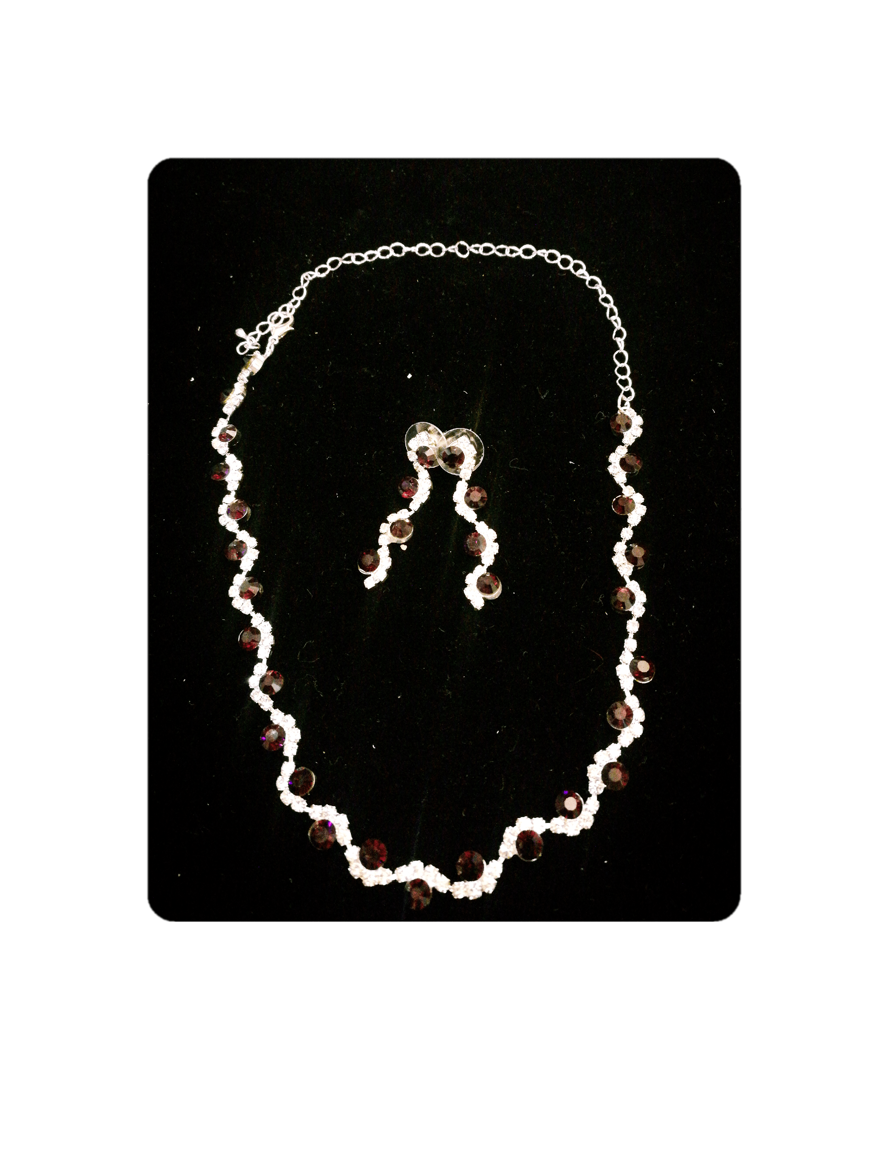 MARIAGE - Parure Elisabeth (Collier + Boucles d'oreilles) pierres couleur au choix | Grossiste-pro