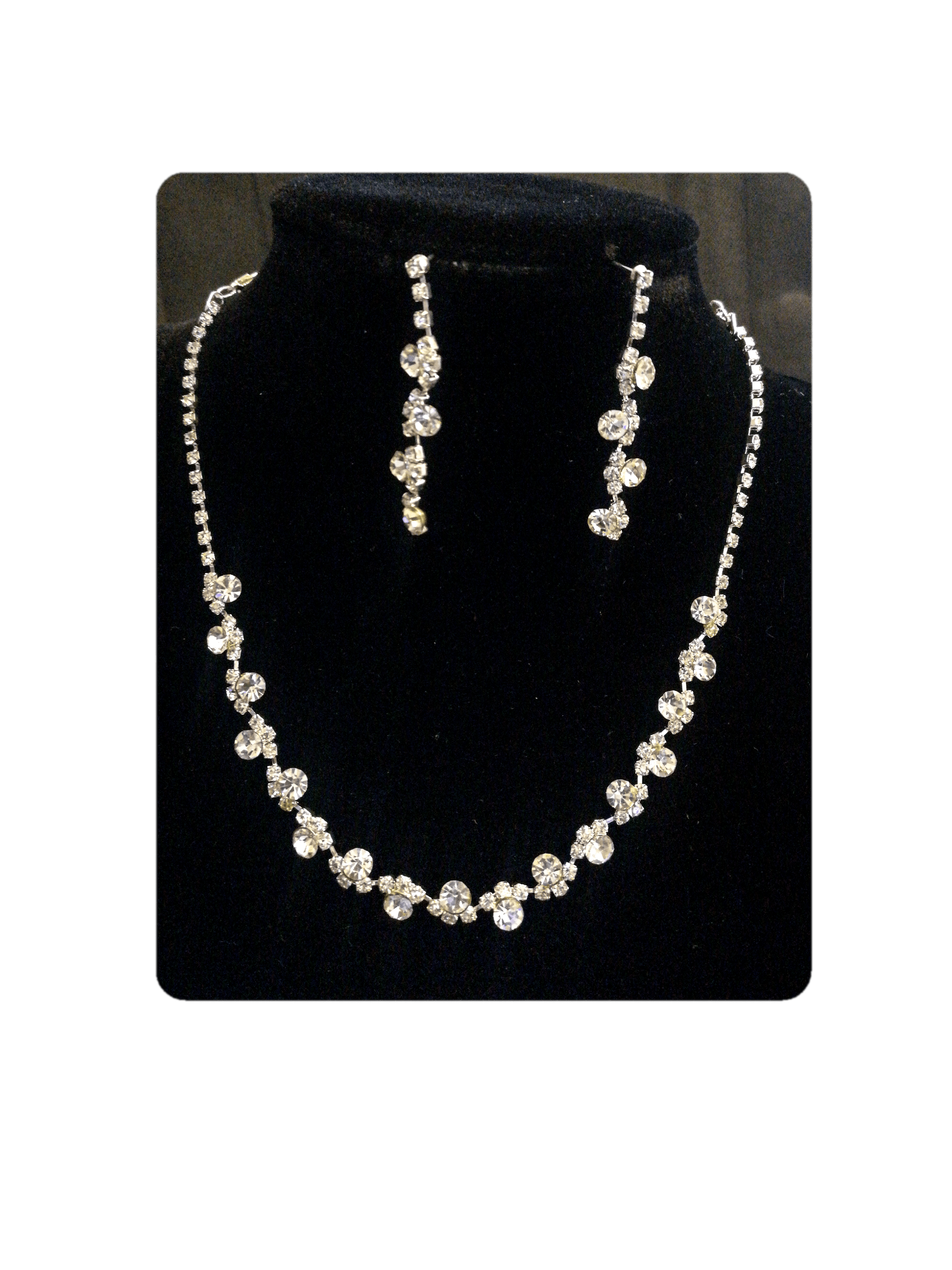 MARIAGE - Parure Elisabeth (Collier + Boucles d'oreilles) pierres couleur au choix | Grossiste-pro