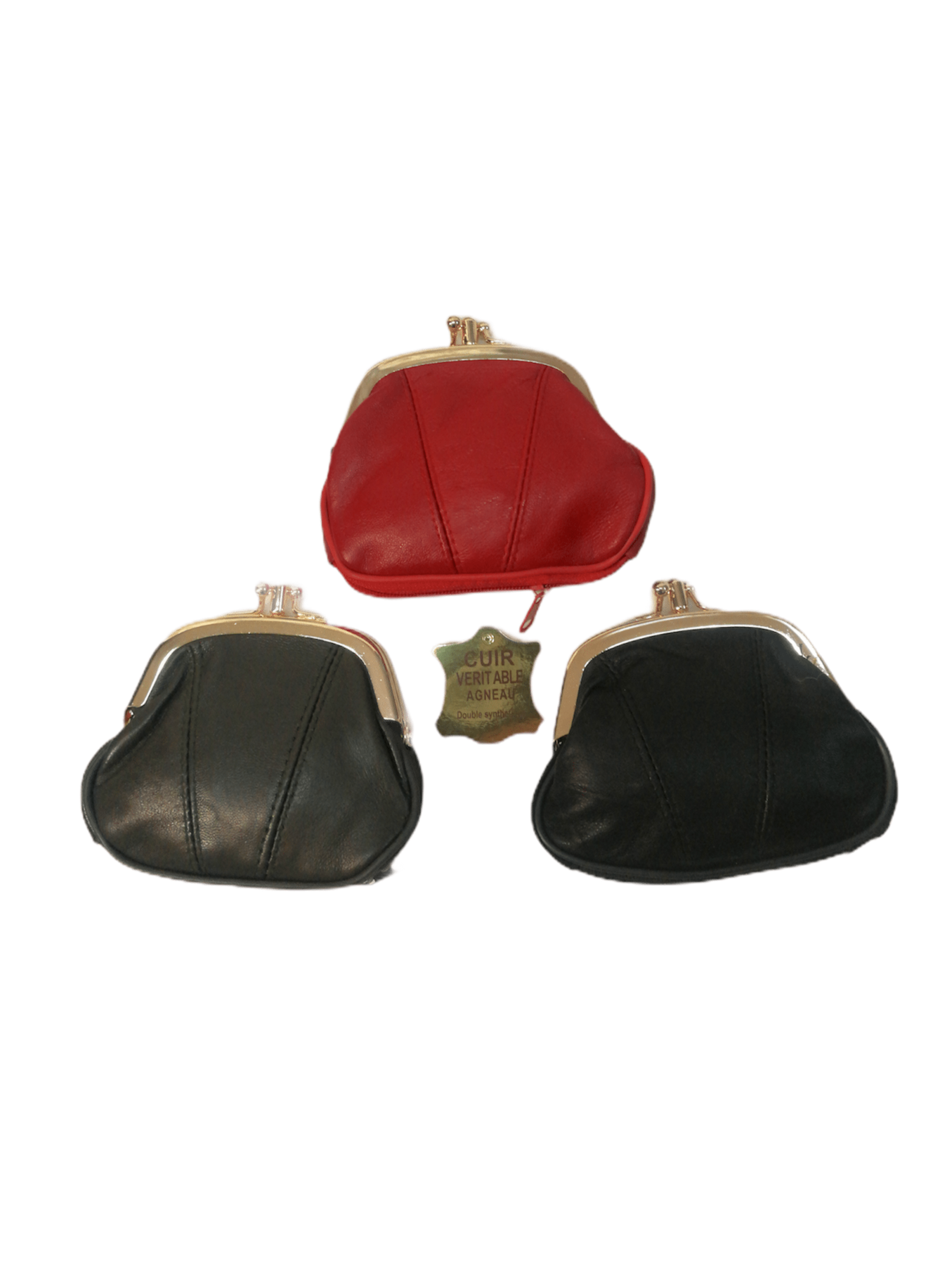 LOT DE 12 - Porte-monnaie bourse 100% Cuir agneau 2,20€/unité | Grossiste-pro