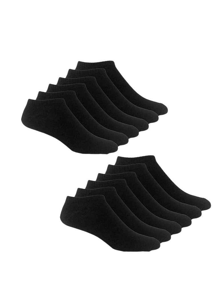 FEMME Chaussettes noires courtes en coton  (x24)