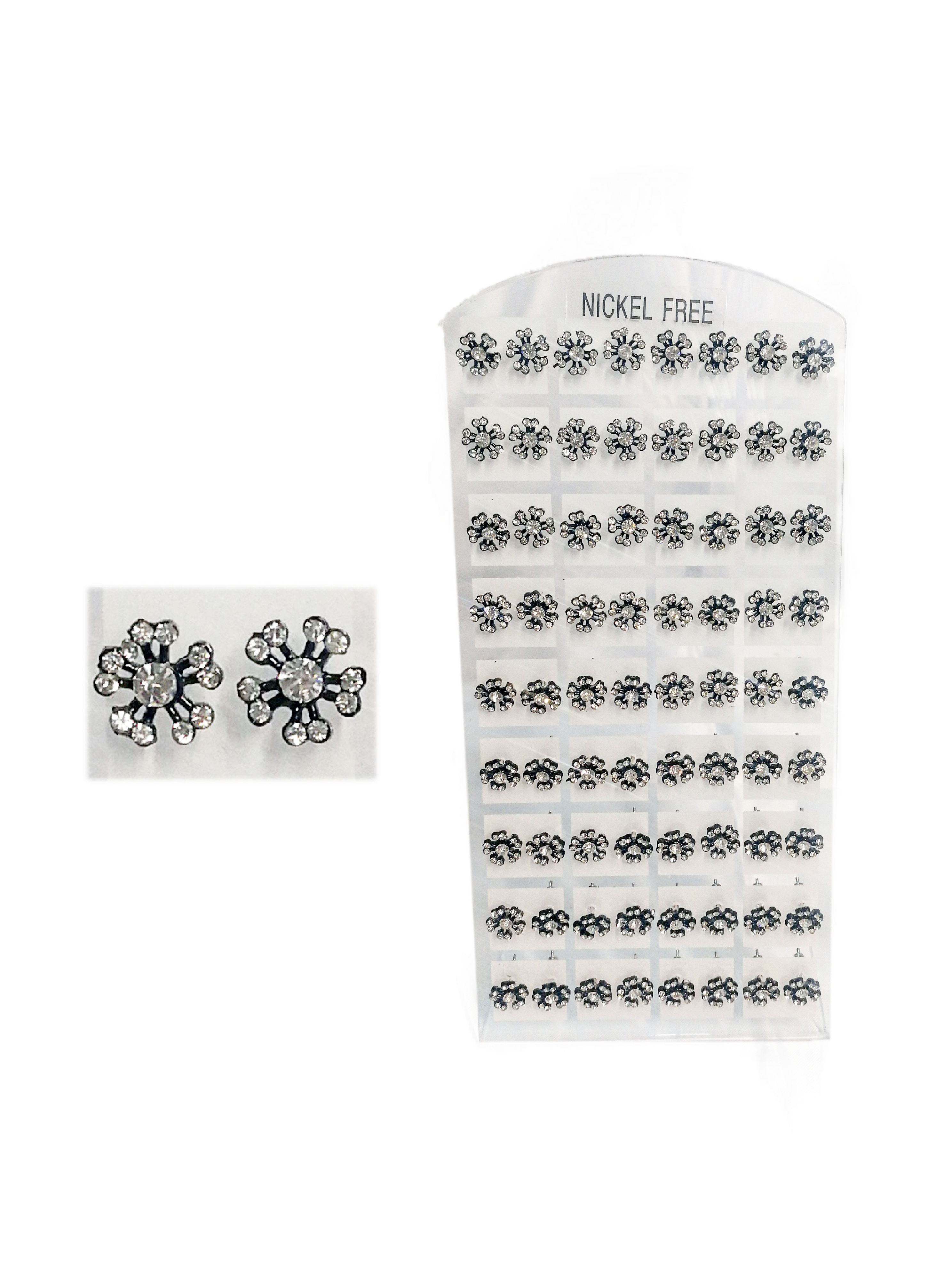 LOT DE 36 - Boucles d'oreilles flocon strass 0,21€/paire | Grossiste-pro