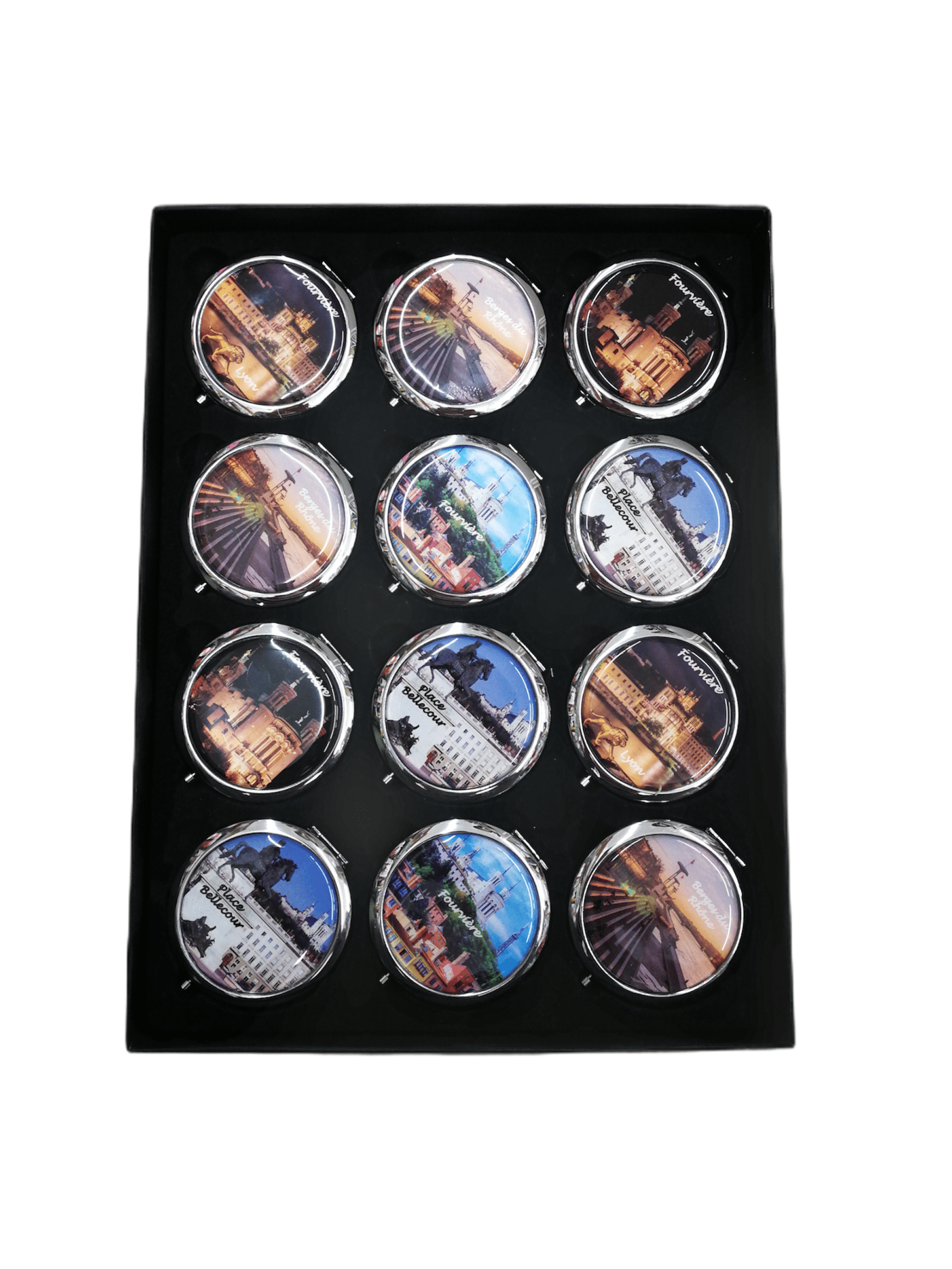 LOT DE 12 - miroirs poche motif Lyon 1,20€/unité | Grossiste-pro
