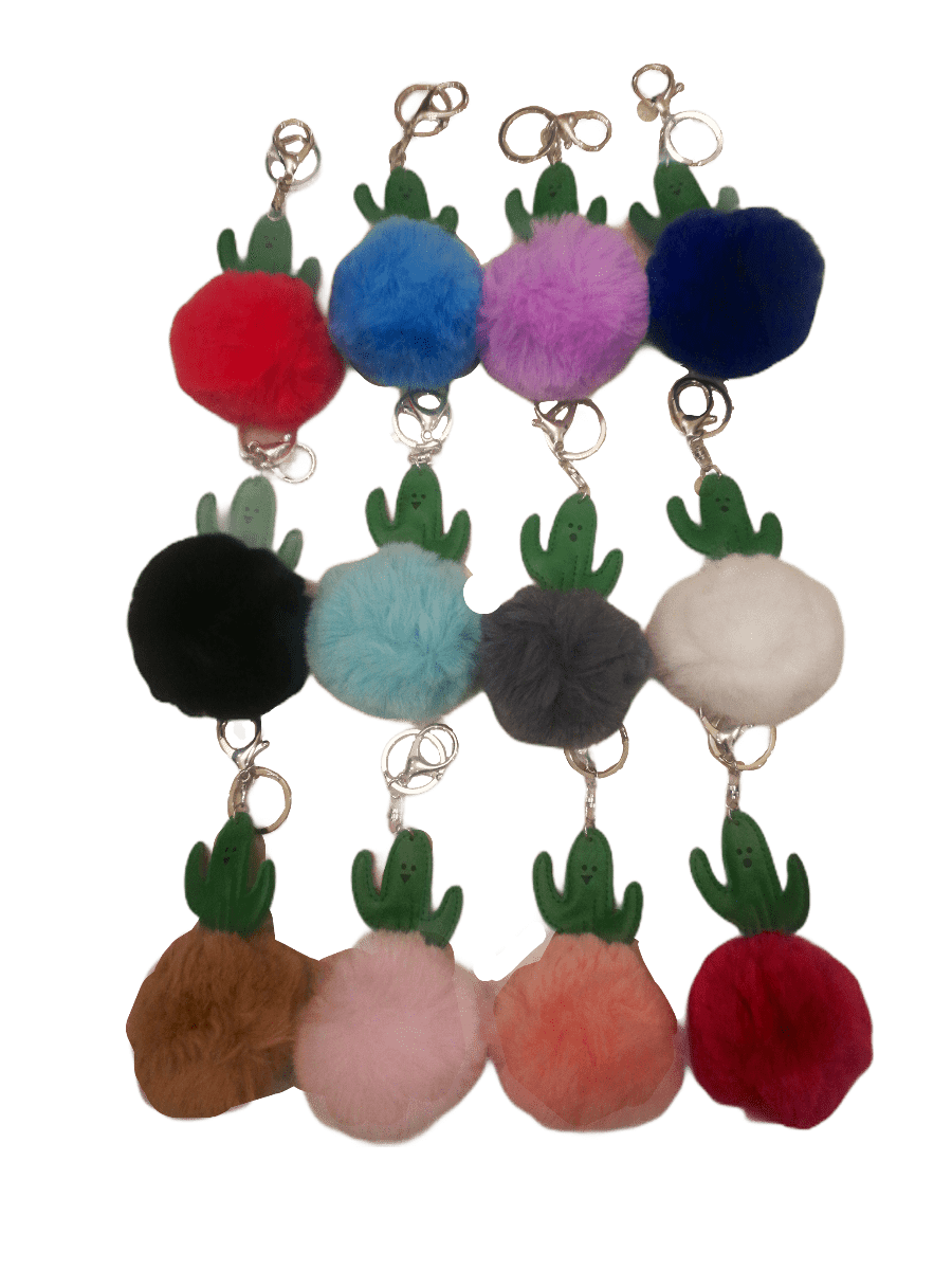 LOT DE 12 - Porte-clé cactus pompon fourrure 1,80€/unité | Grossiste-pro