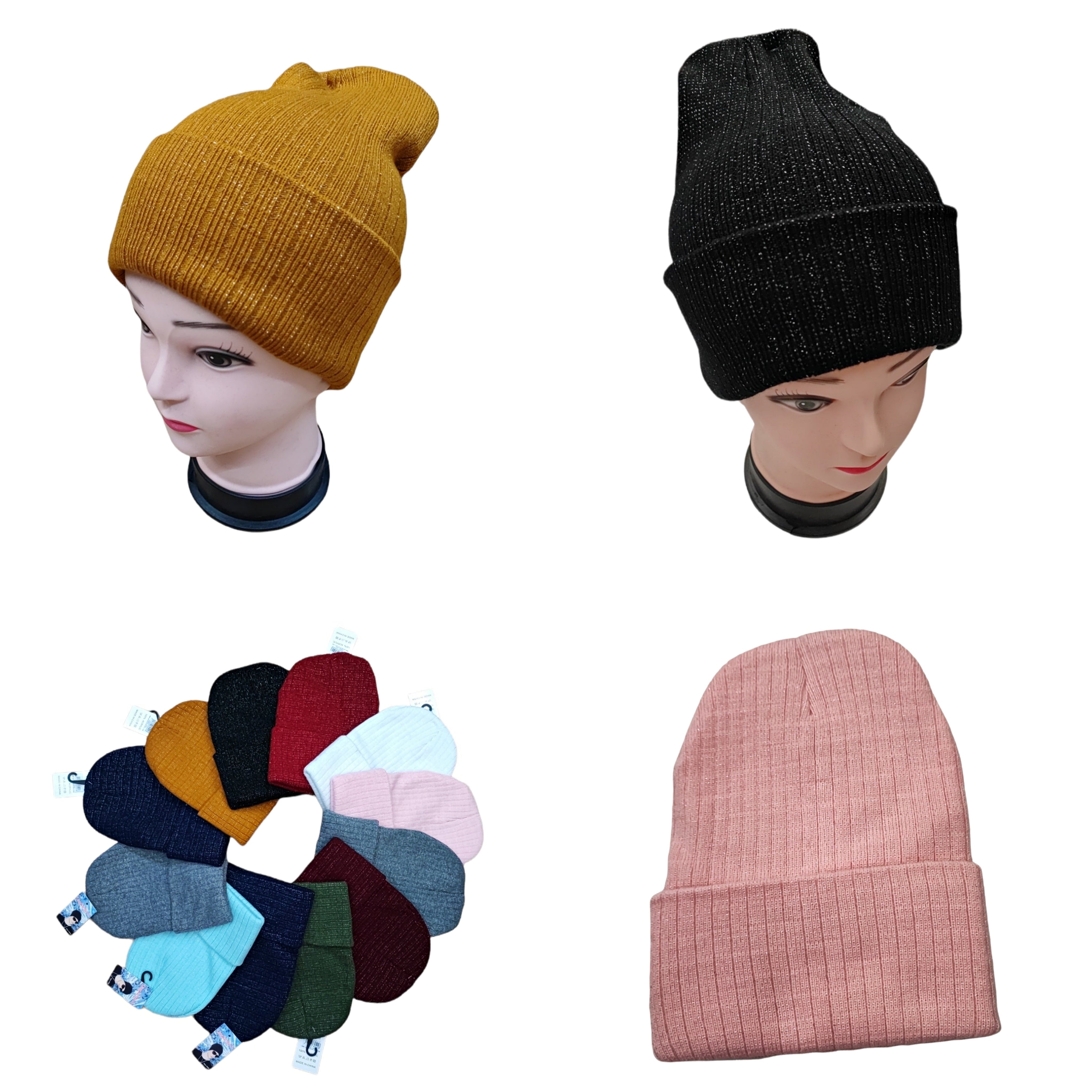 bonnet tricoté argent simple (x12)