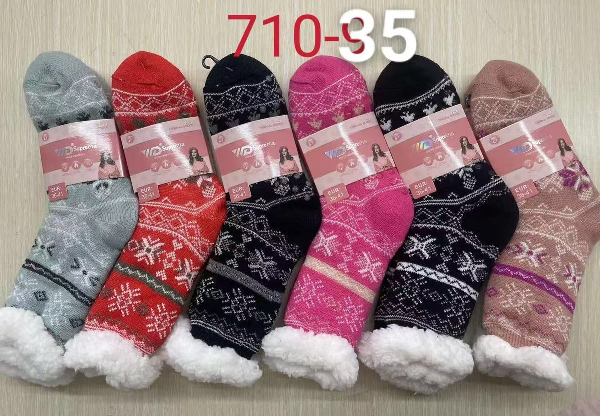 FEMME Chaussettes fourrées  Hiver  T36-41 (x12)#35