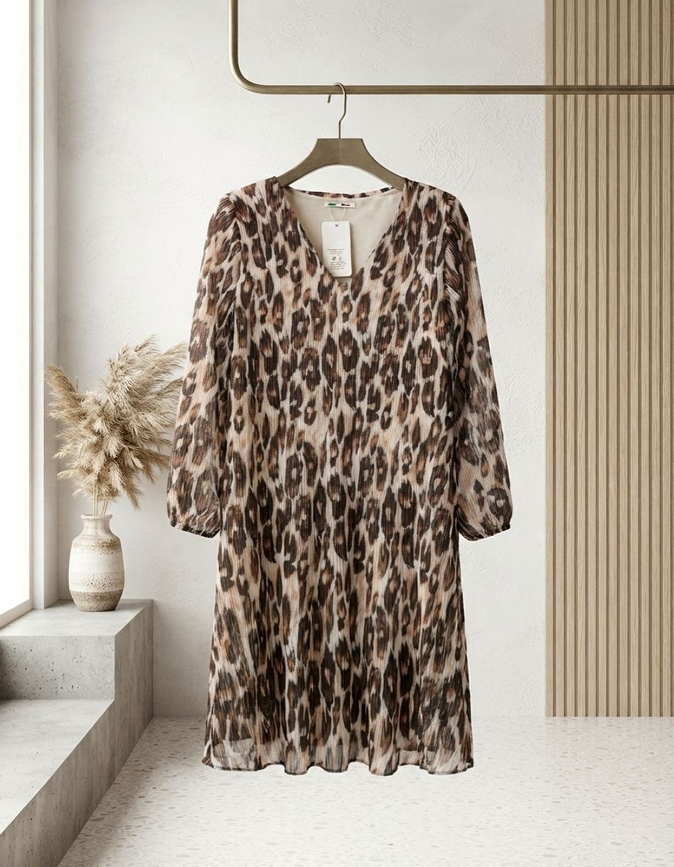 Robe Plissé Imprimée Léopard (x6)