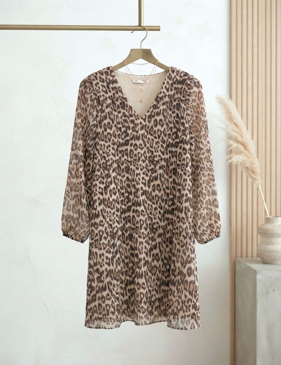 Robe Plissé Imprimée Léopard (x6)