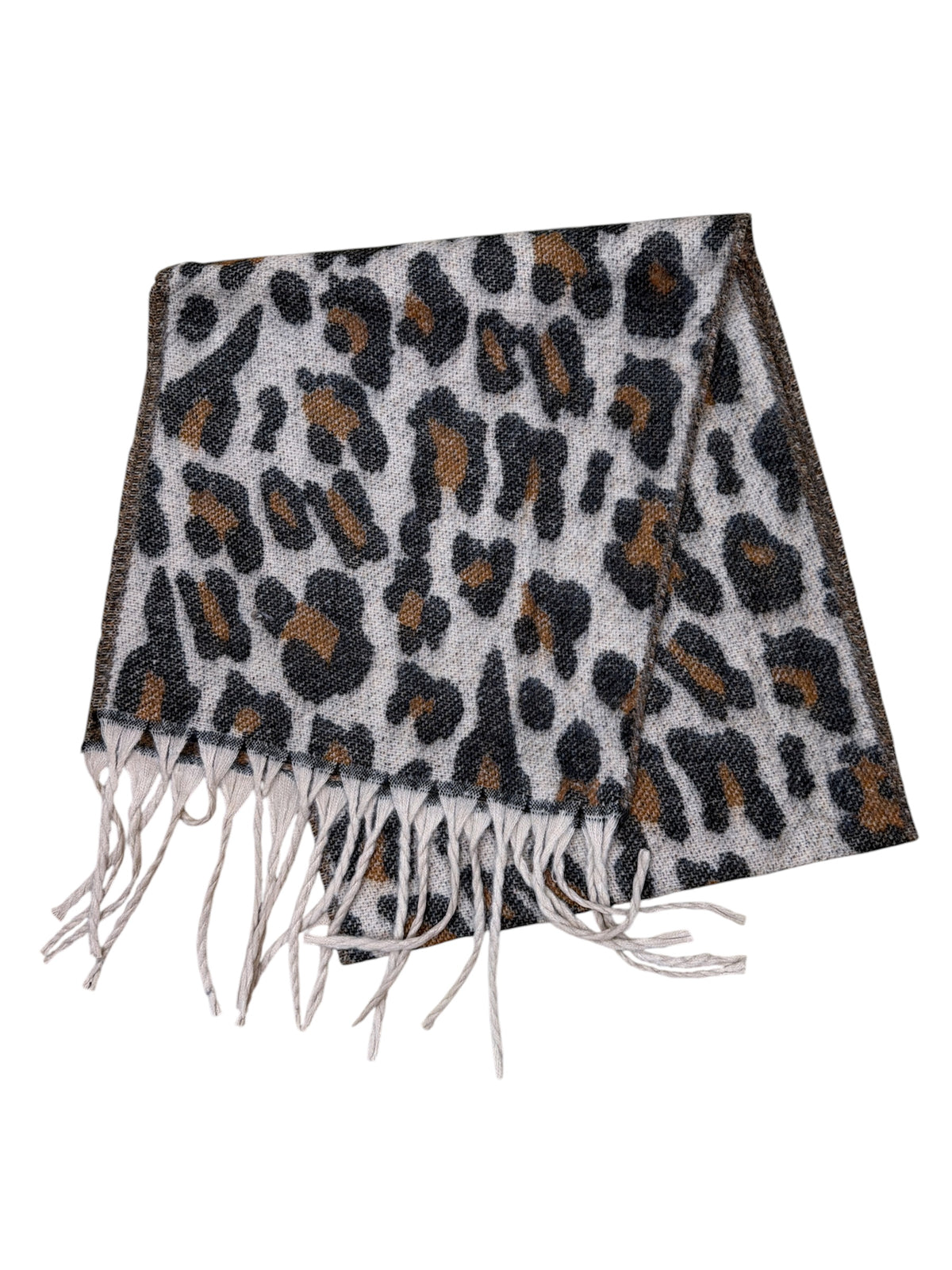 Écharpe à motif léopard avec franges, chaude automne‑hiver (x12)#22