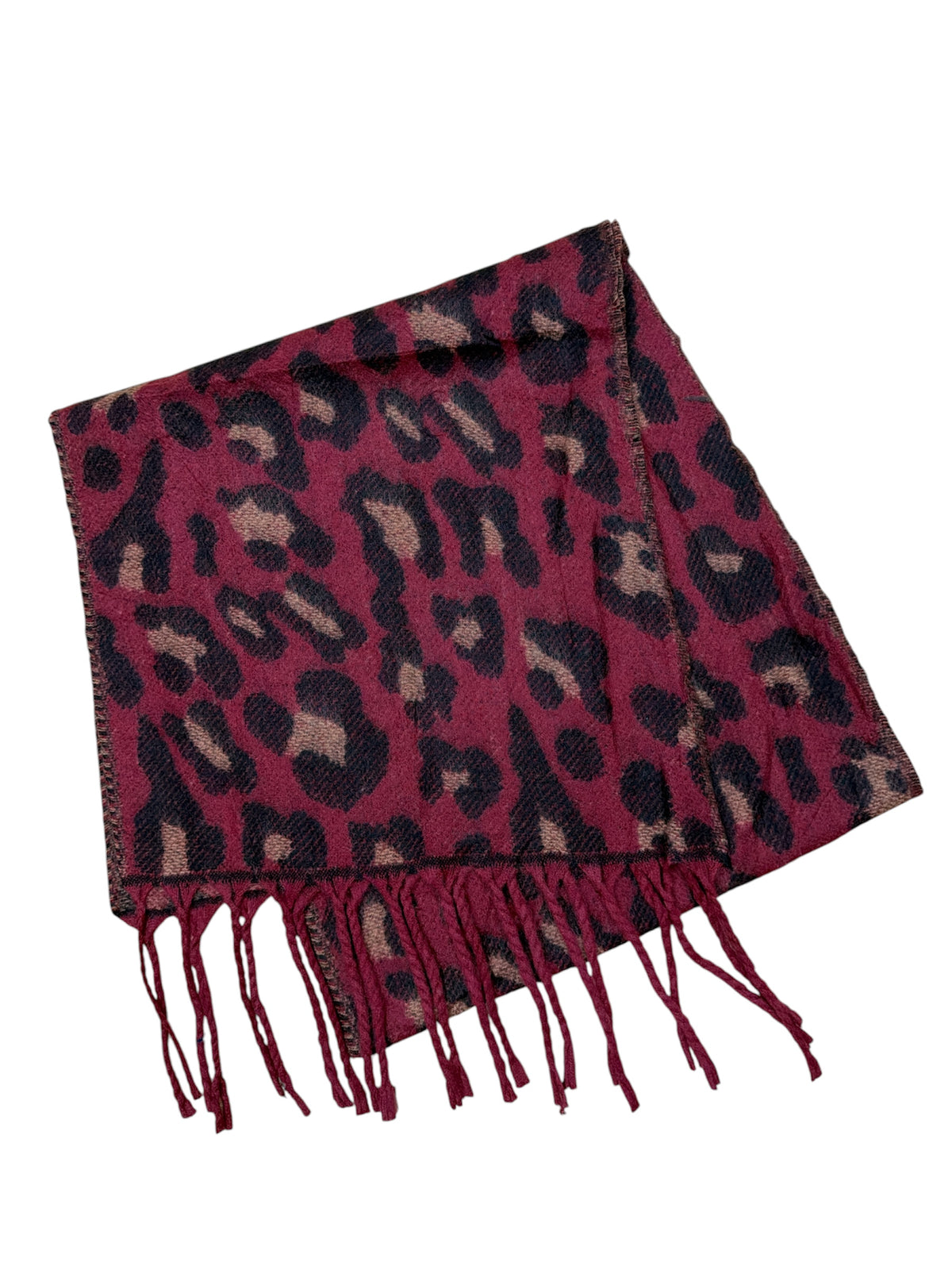 Écharpe à motif léopard avec franges, chaude automne‑hiver (x12)#22
