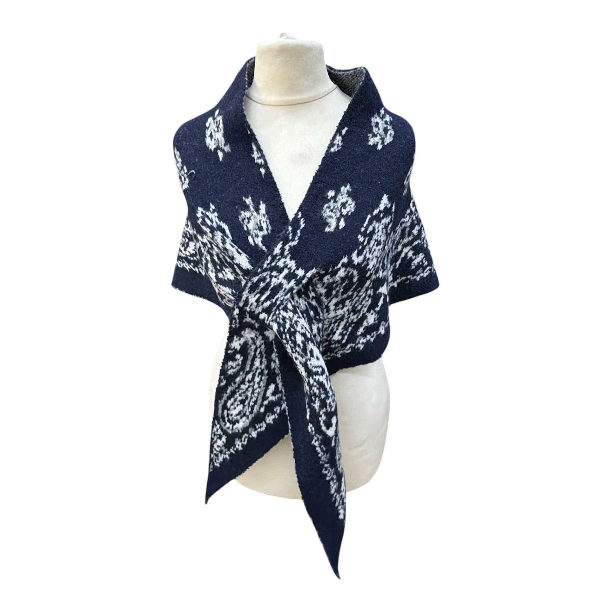 Foulard triangle motif cachemire paisley, châle poncho femme automne‑hiver（x6)#22