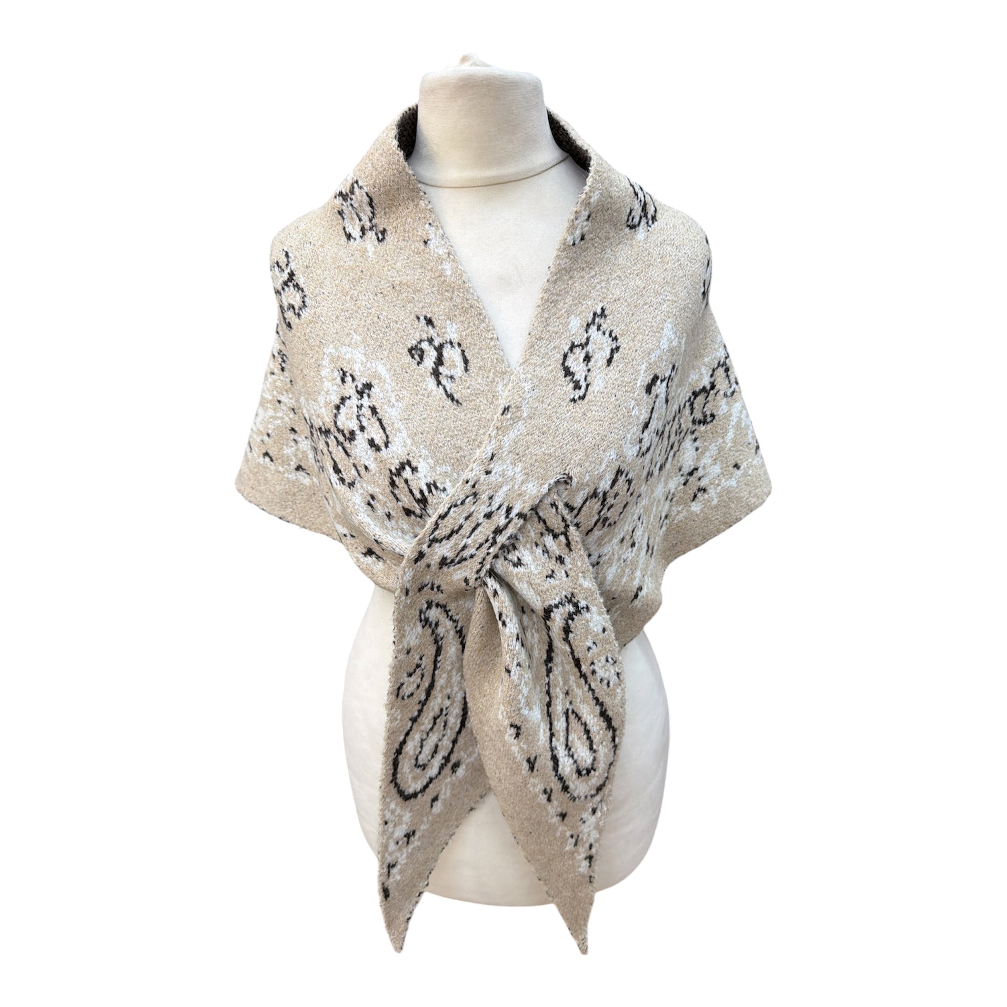 Foulard triangle motif cachemire paisley, châle poncho femme automne‑hiver（x6)#22