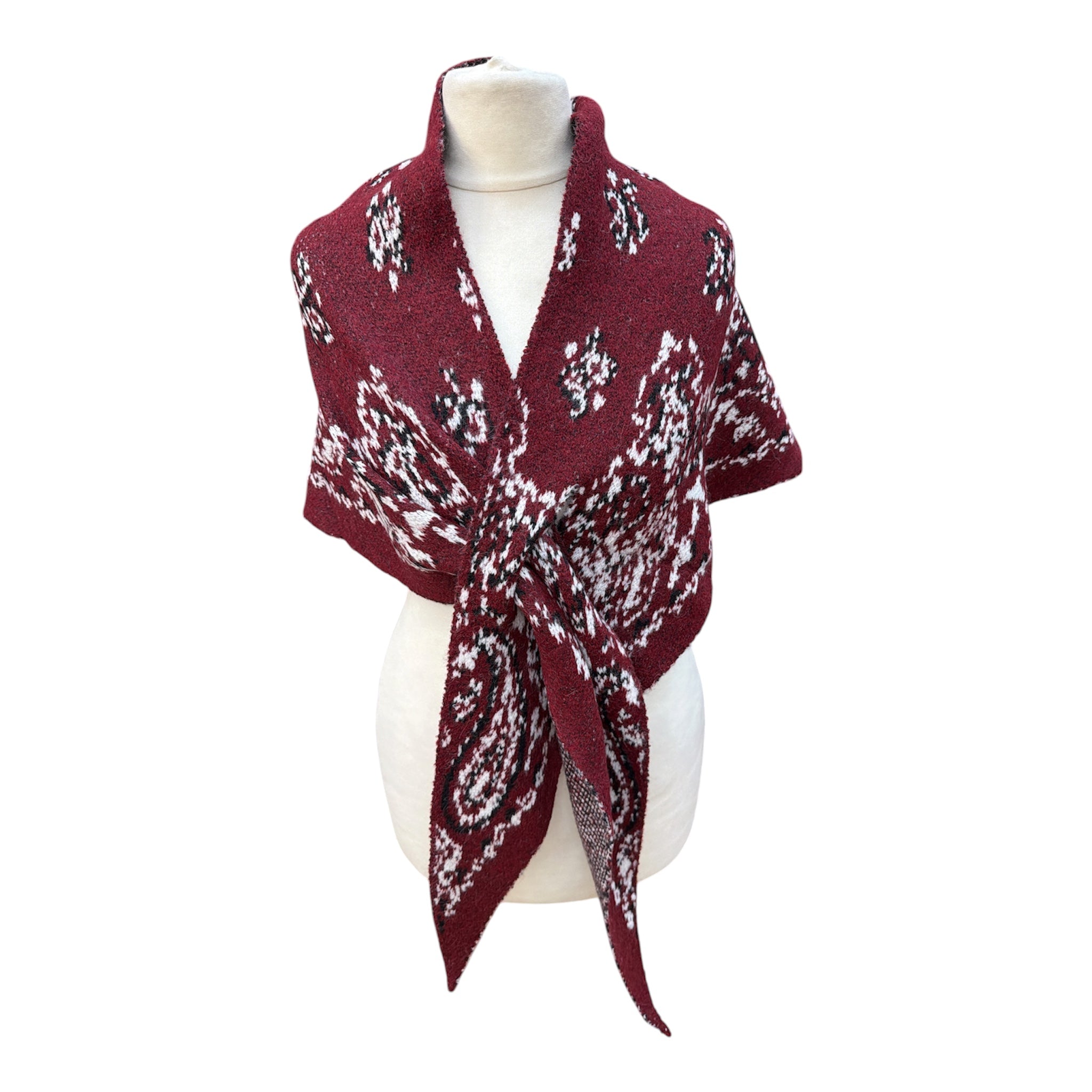 Foulard triangle motif cachemire paisley, châle poncho femme automne‑hiver（x6)#22