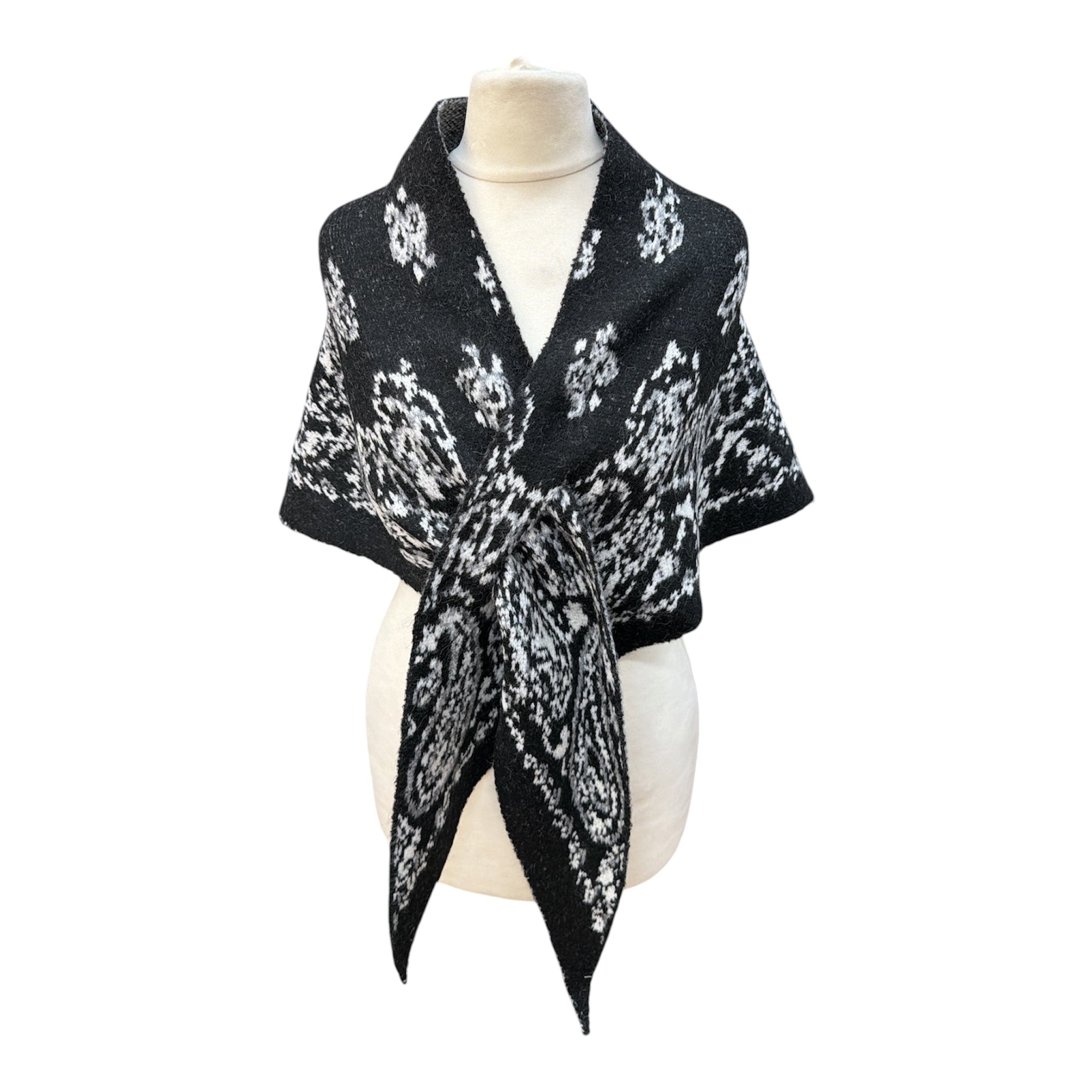 Foulard triangle motif cachemire paisley, châle poncho femme automne‑hiver（x6)#22