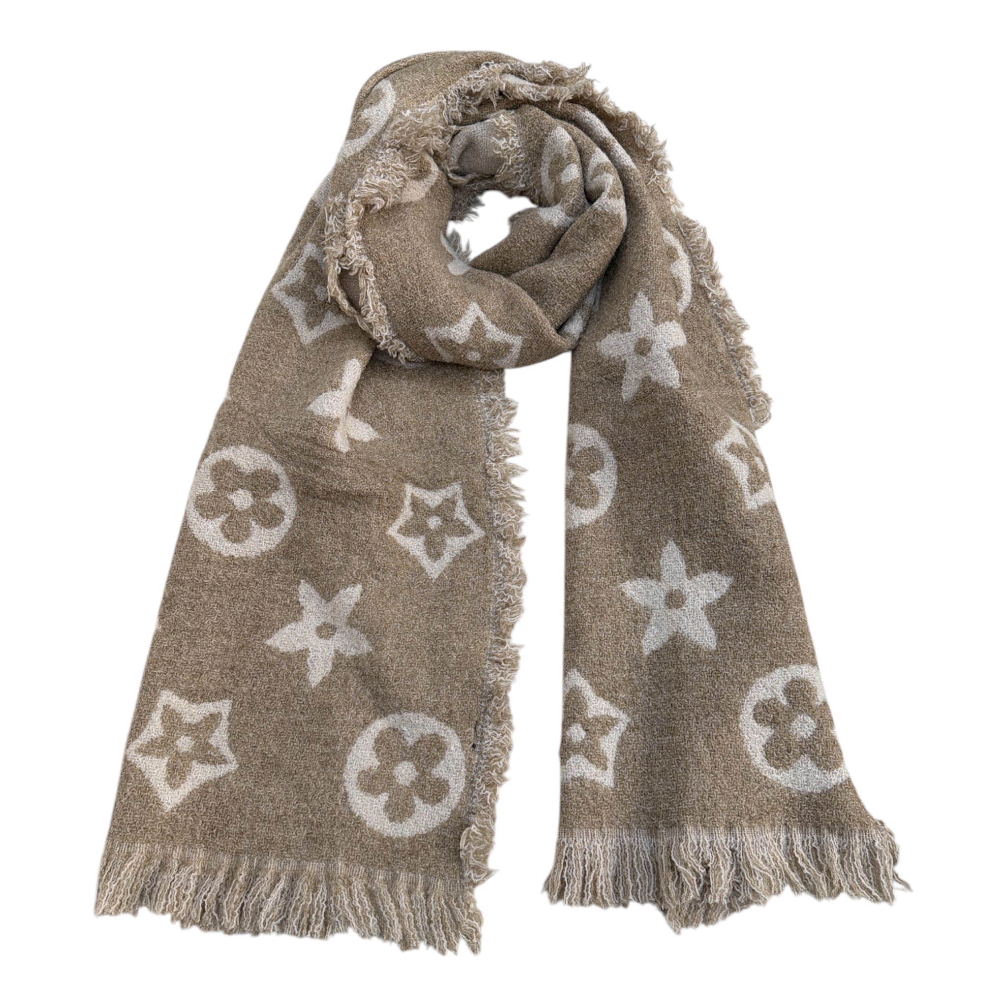 Écharpe grand modèle à motifs fleuris avec franges(x12)