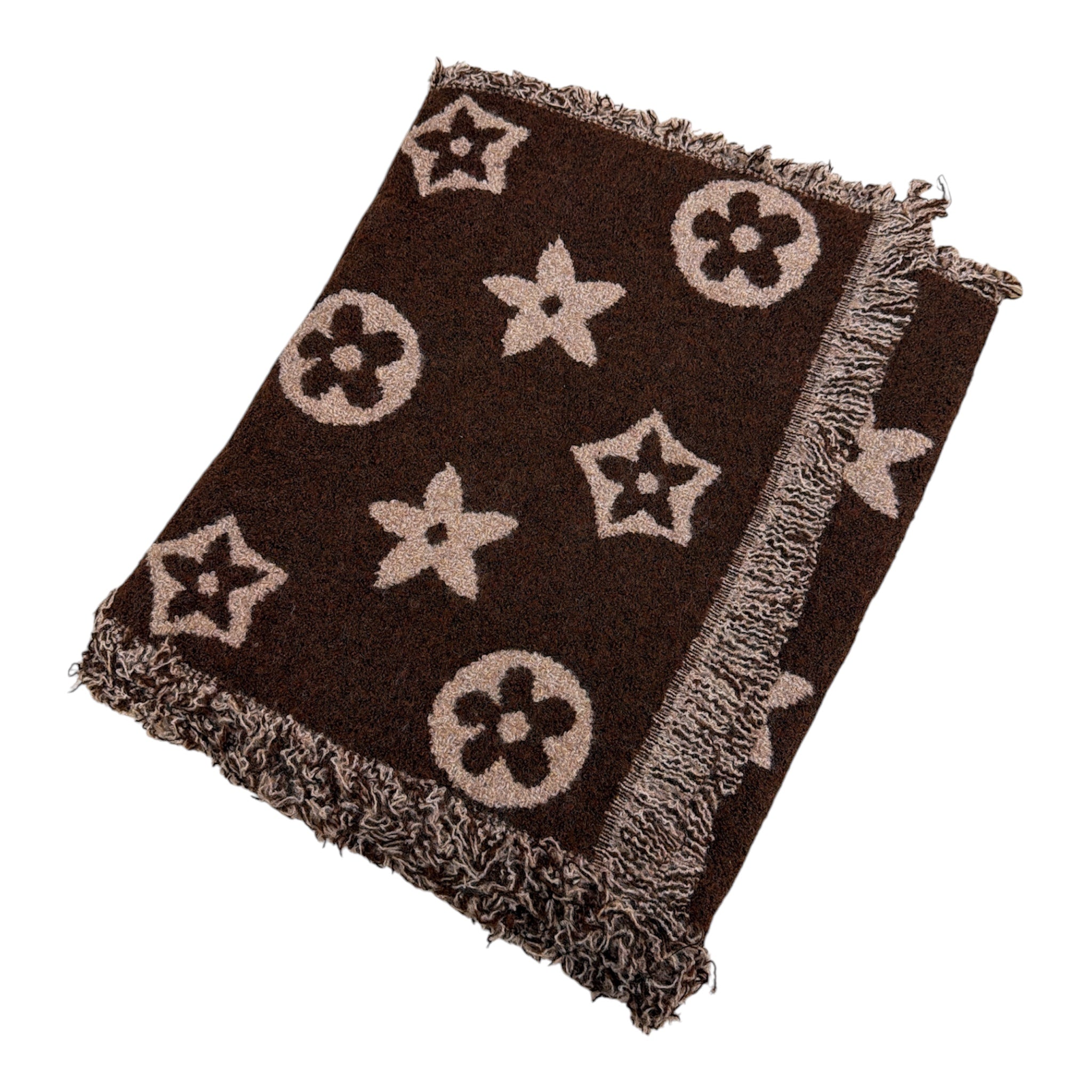 Écharpe grand modèle à motifs fleuris avec franges(x12)