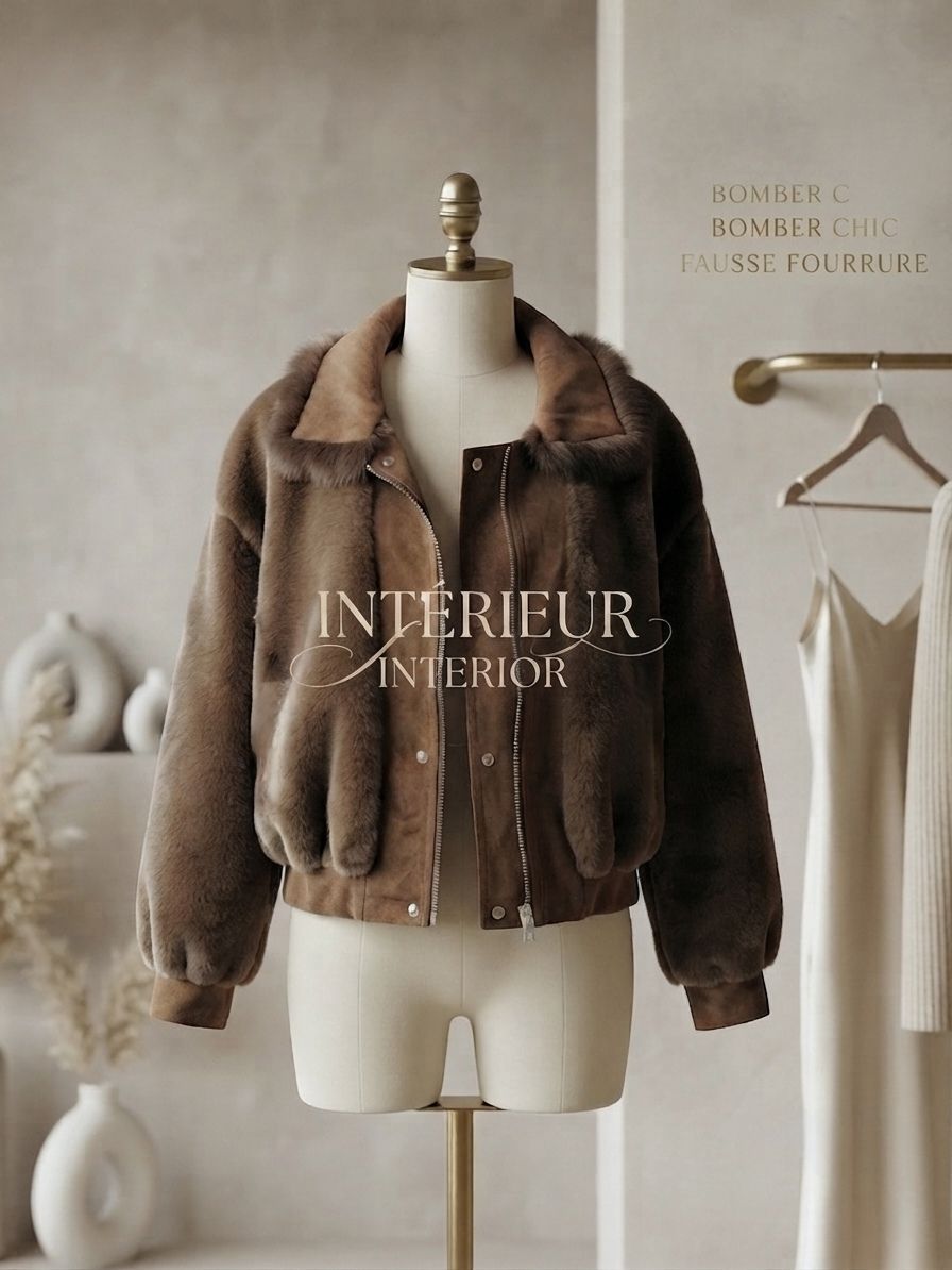 Bomber En Suédine,Boublure Intérieure Fausse Fourrure (x3)