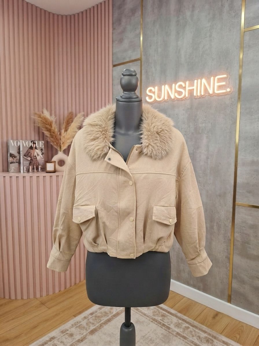 Bomber En Suédine,Boublure Intérieure Fausse Fourrure (x3)