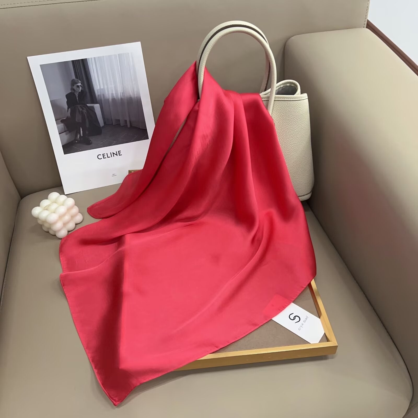 Foulard carré satin soie (x12)