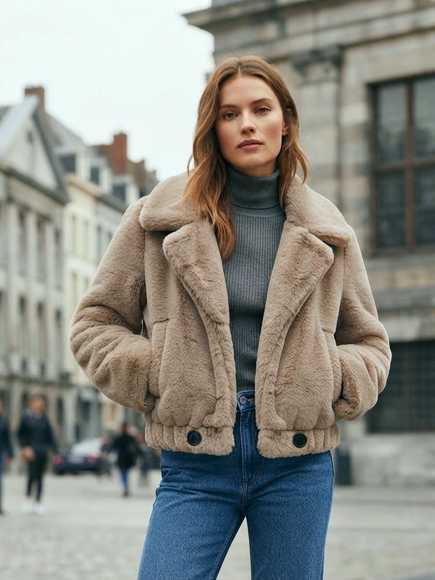 Manteau Fausse Fourrure Courte （x5)