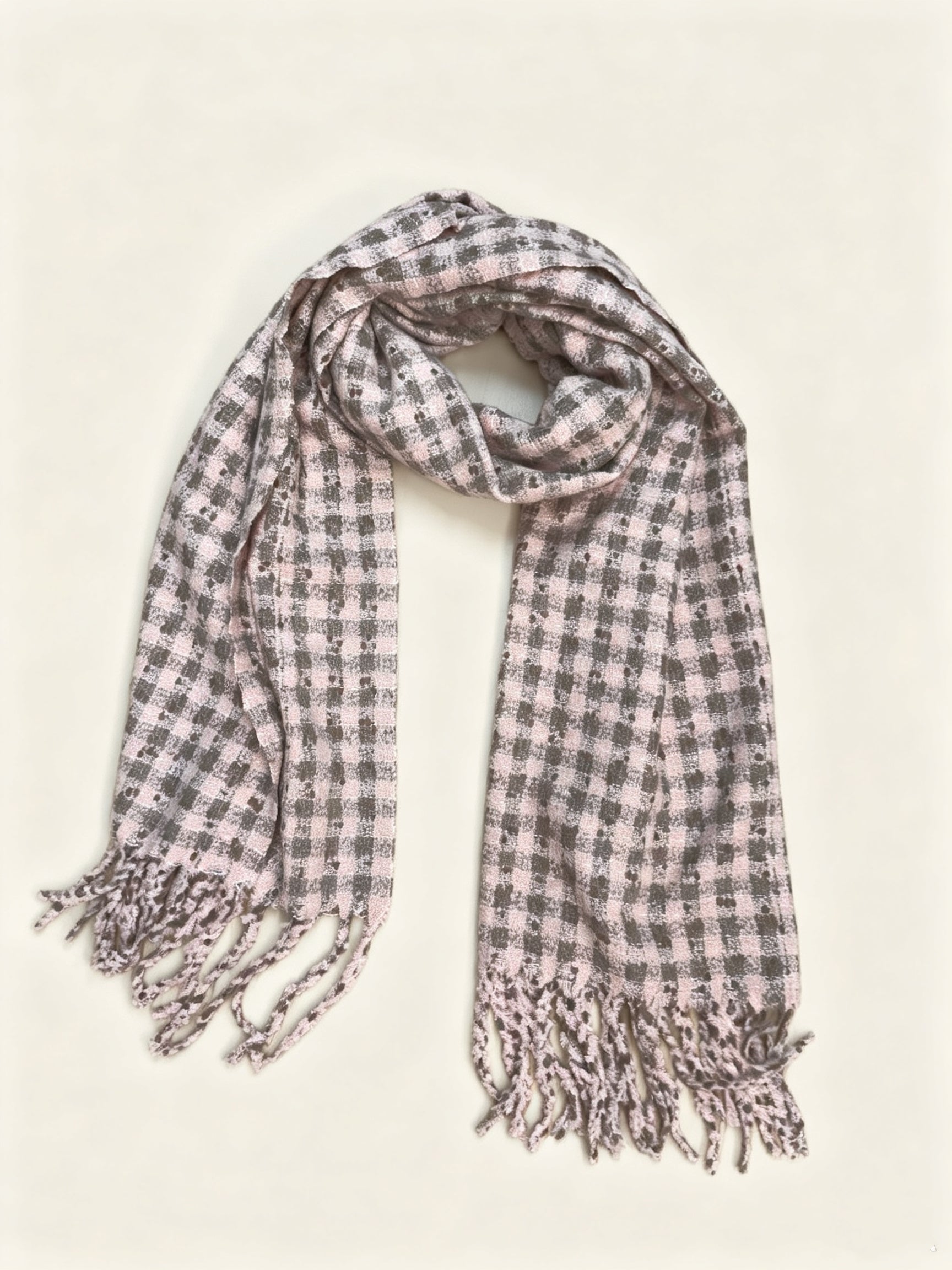 Écharpe d’hiver à carreaux avec franges （x12)#30