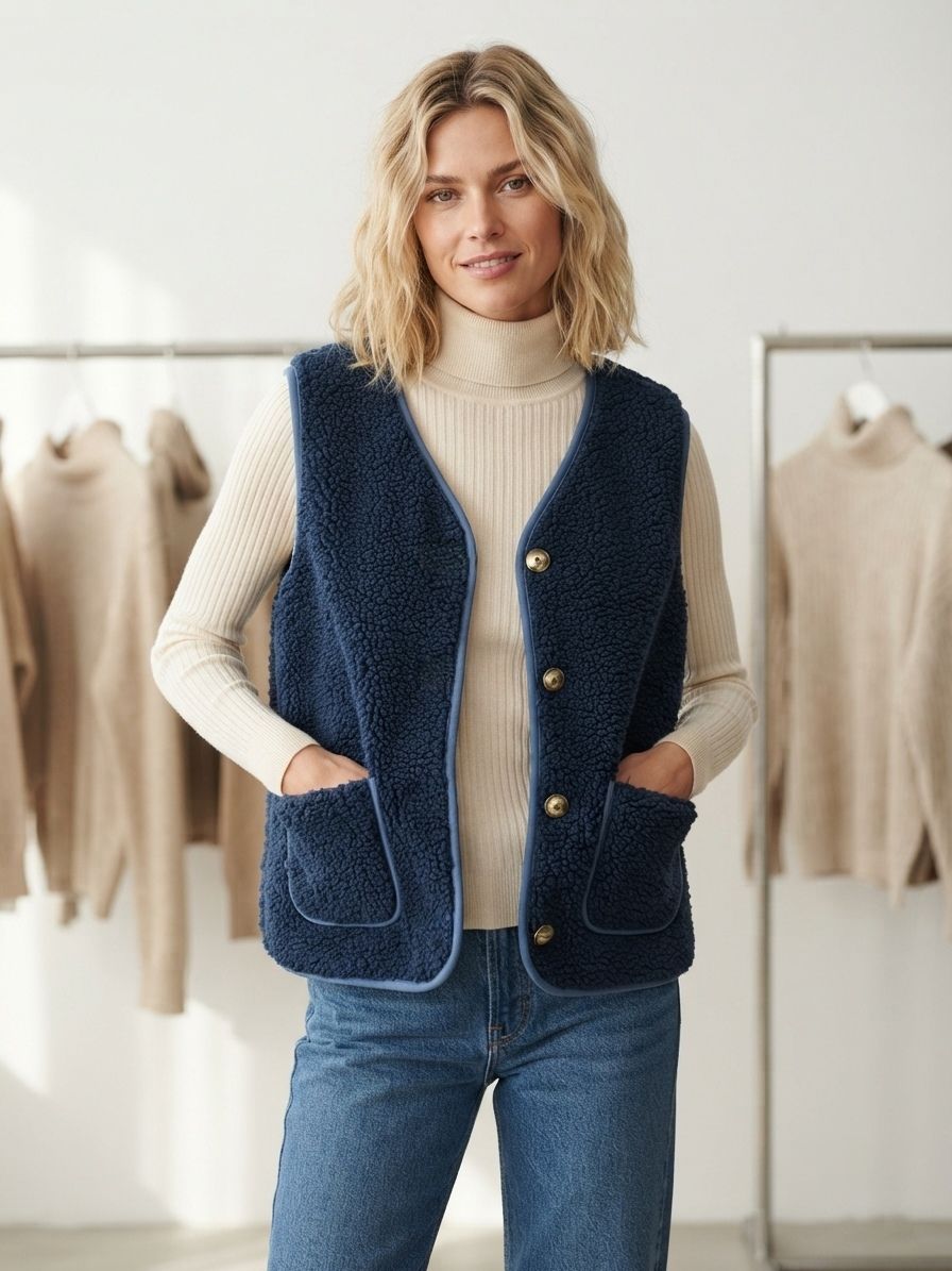 Gilet Sans Manches Style Teddy Doublure En Suédine(x6)