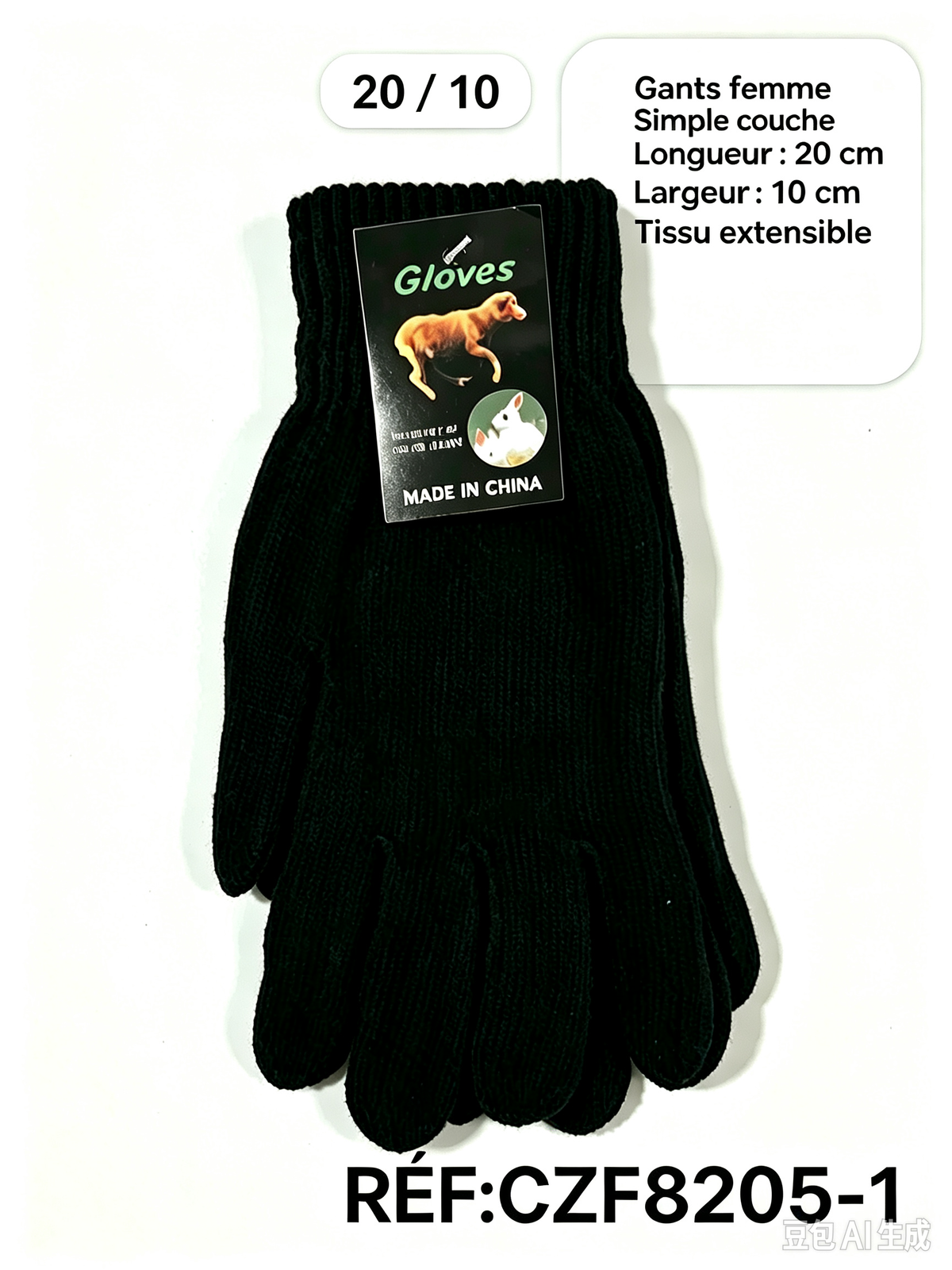 Gants noir simple femme (x12)F1