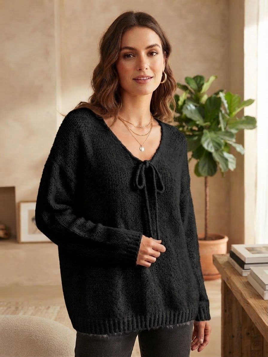 Pull  col V avec lacets(x6)