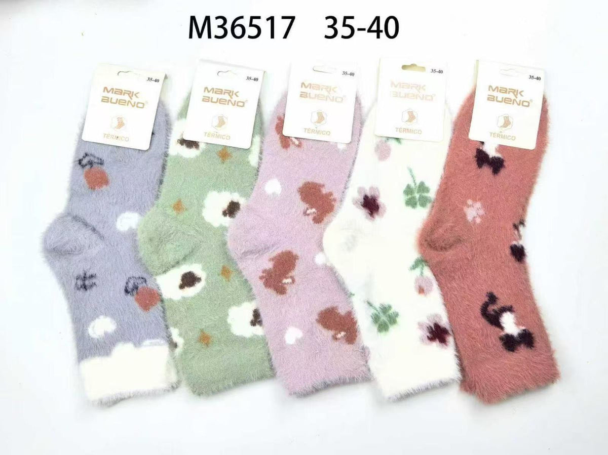 Chaussettes femme en maille douce peluche(x12)