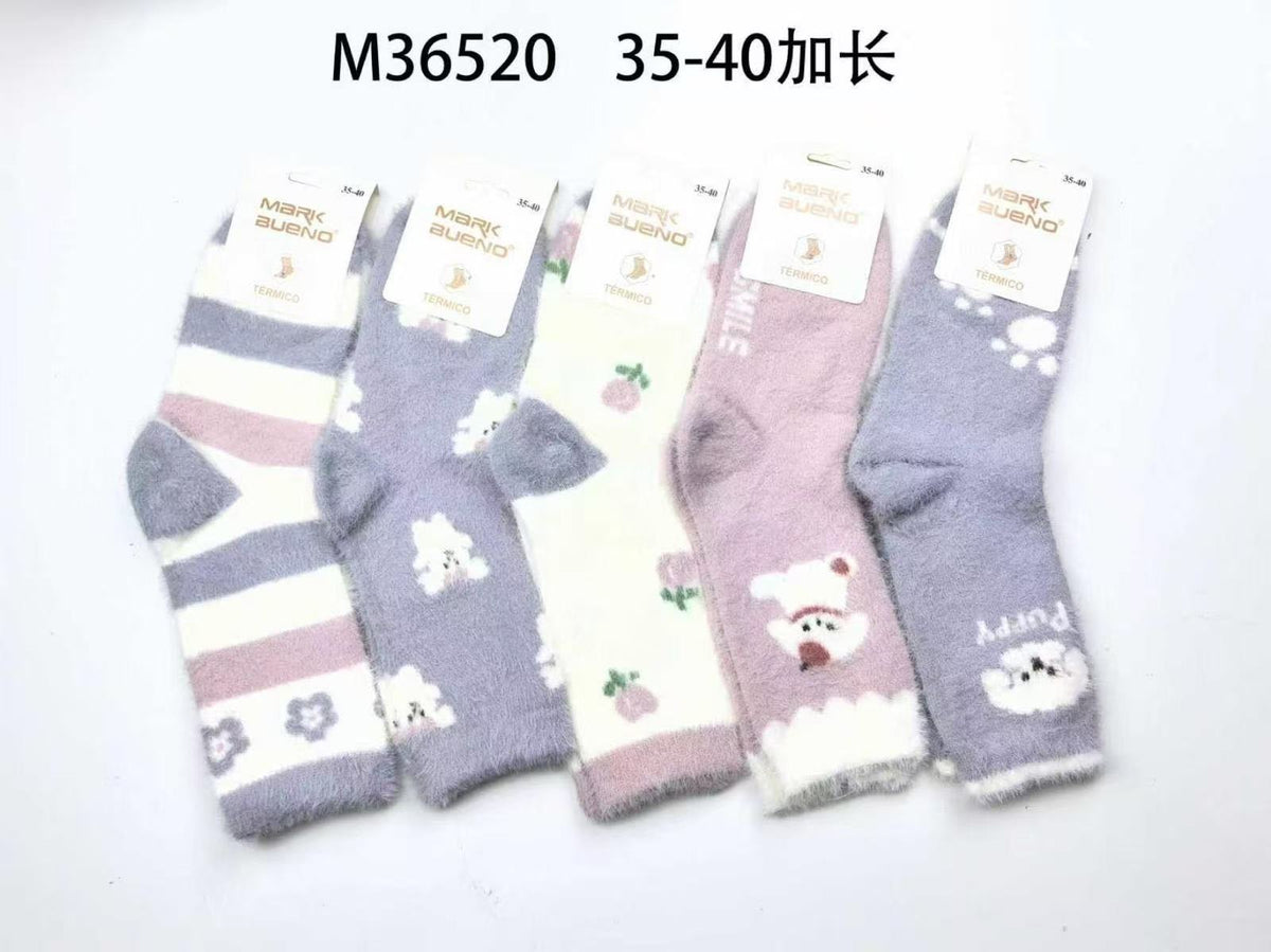 Chaussettes femme en maille douce peluche(x12)