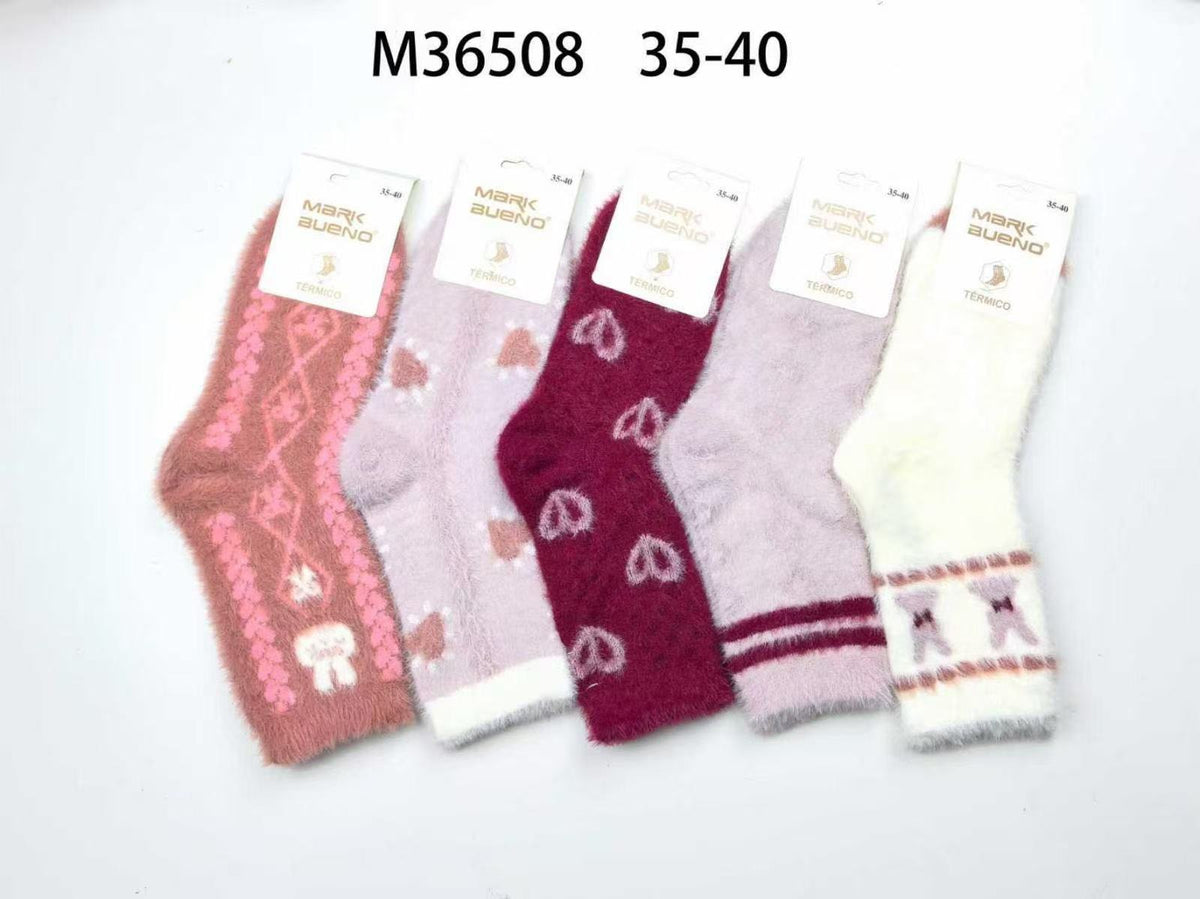 Chaussettes femme en maille douce peluche(x12)